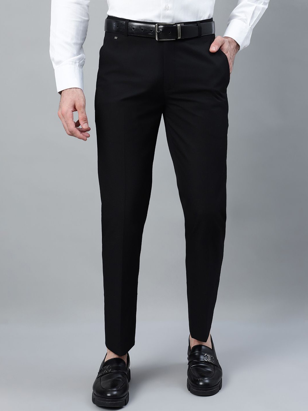 

Cantabil Men Mid-Rise Slim Fit Comfort Trousers, Black