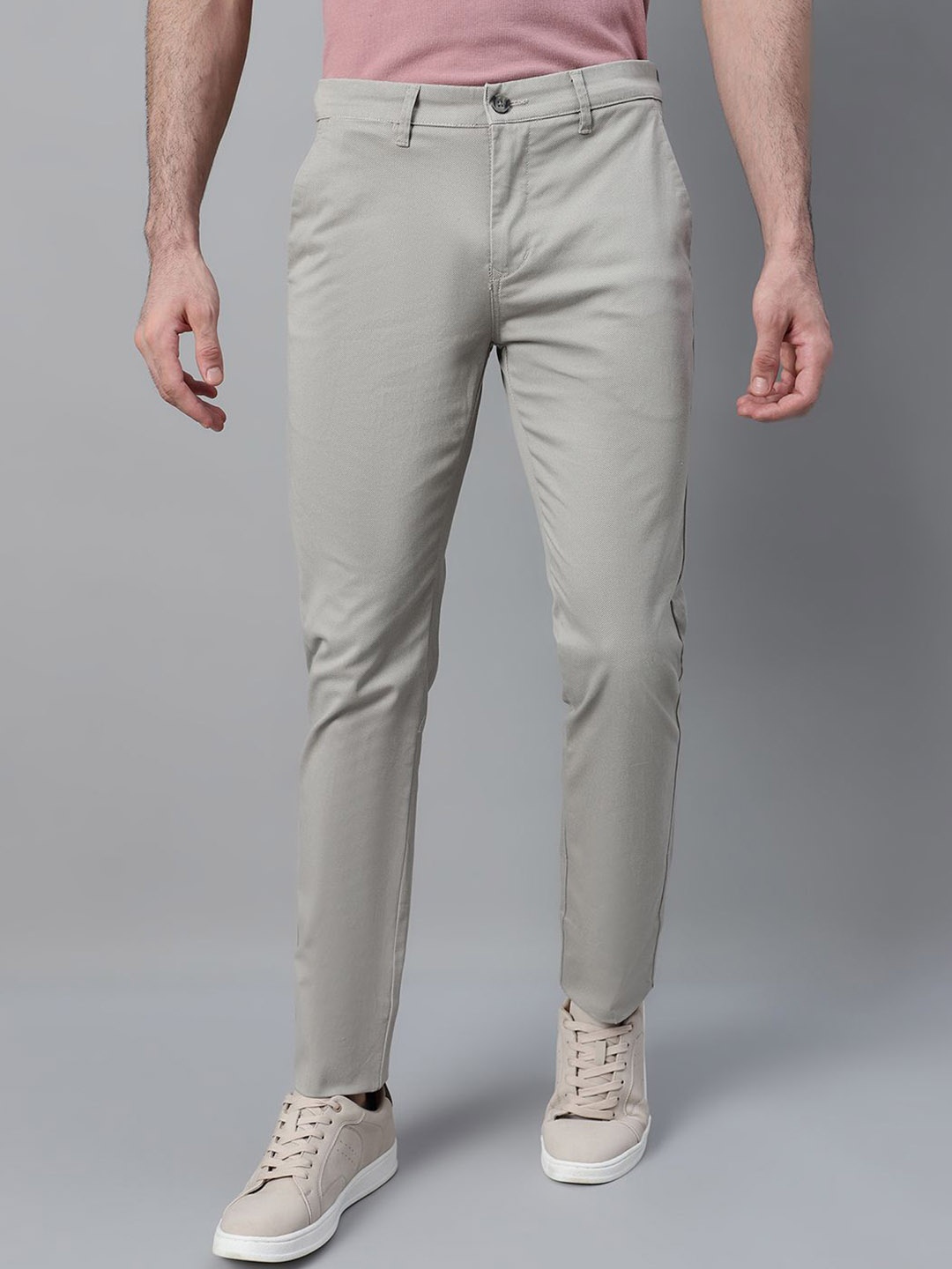

Cantabil Men Mid-Rise Cotton Chinos Trousers, Off white