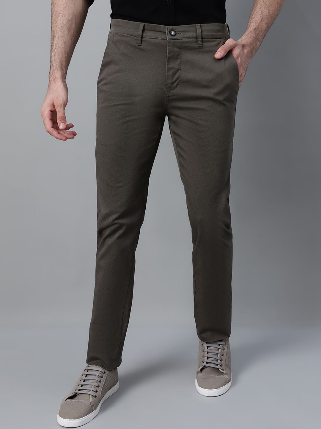 

Cantabil Men Comfort Chinos Trousers, Olive