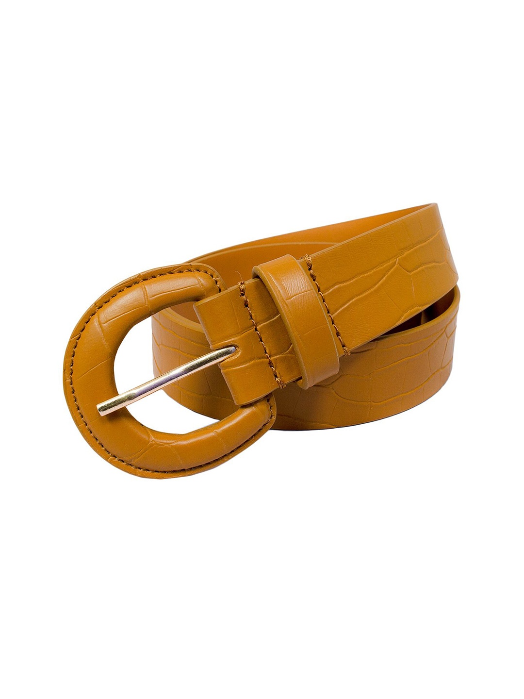 

Belwaba Women Textured Leather Belt, Tan