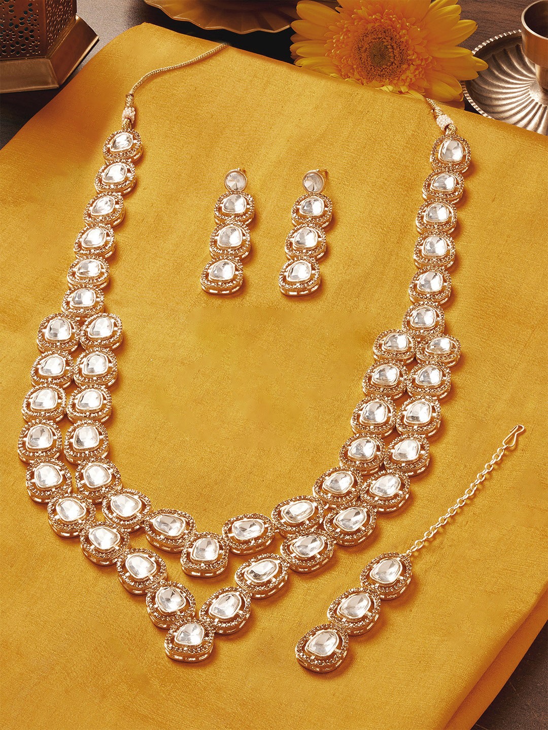 

Zaveri Pearls Gold-Plated Austrian Diamond Jewellery Set