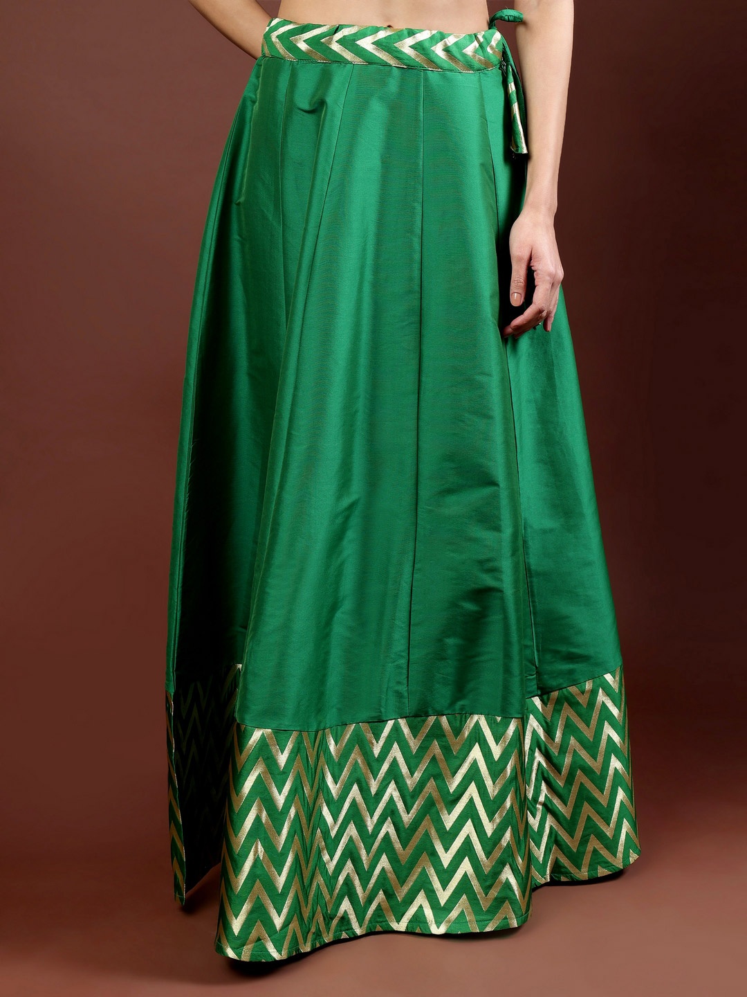 

Frolic Rolic Jacquard Zig Zag Silk Skirt, Green