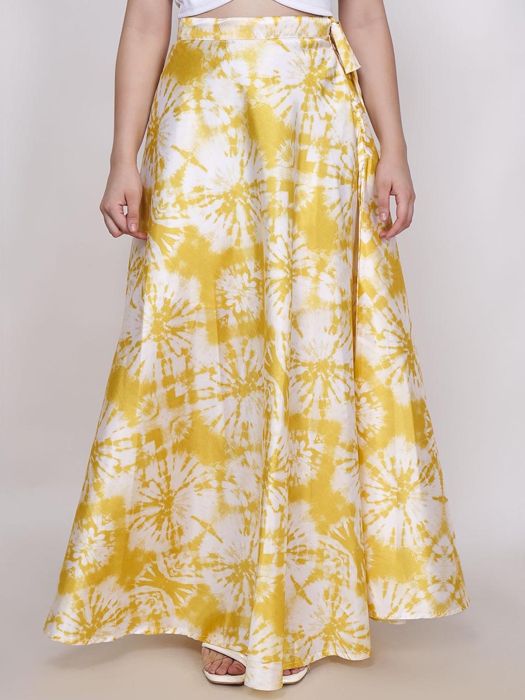 

Frolic Rolic Tye Dye Print Silk Maxi Skirt, Yellow