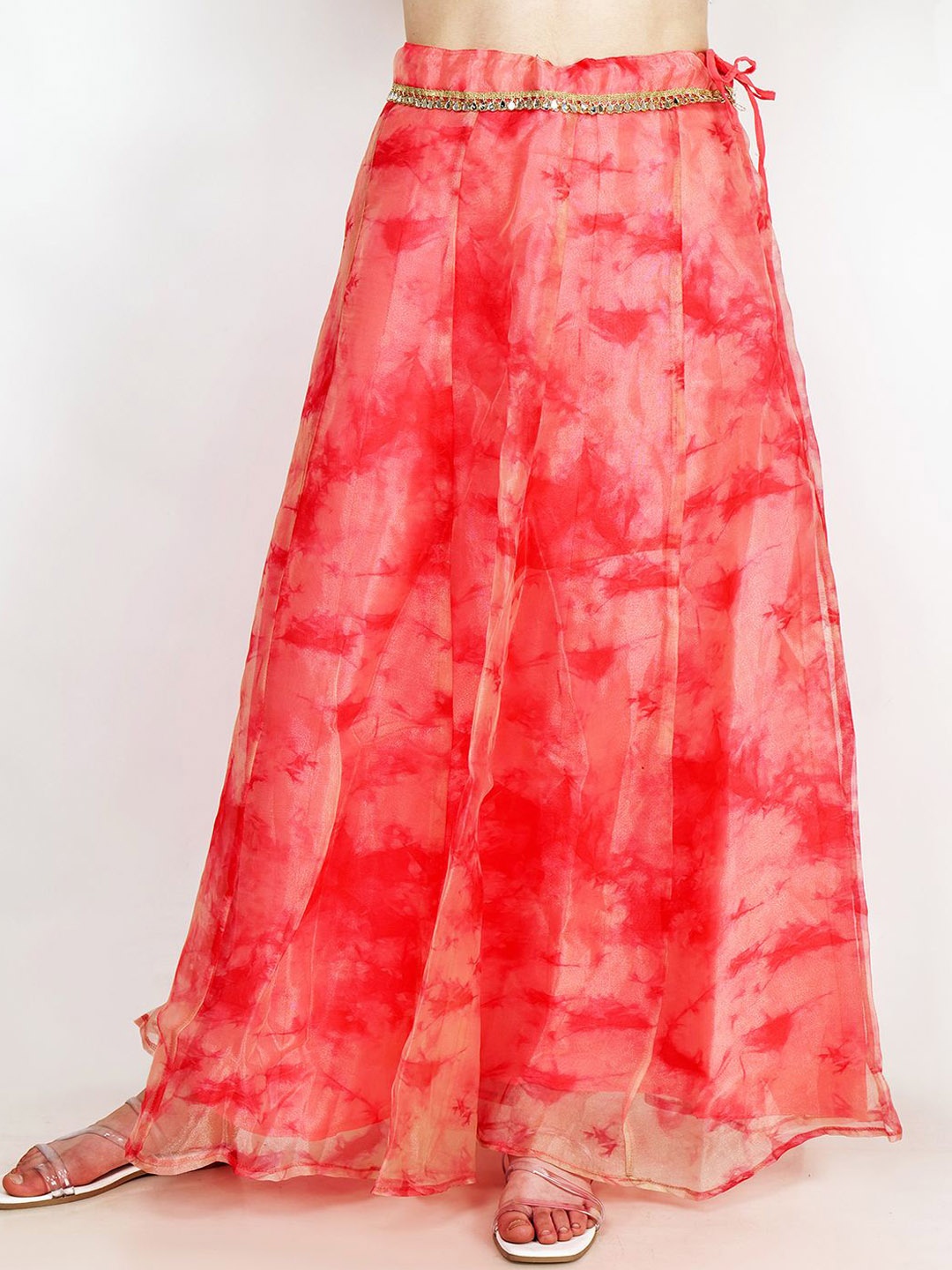 

Frolic Rolic Floral Printed Organza Maxi Skirt, Pink