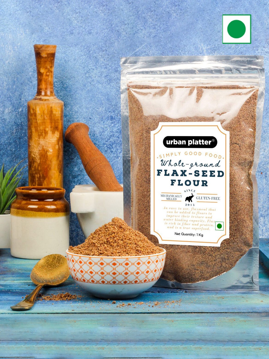 

URBAN PLATTER Whole Ground Flax Seed Flour 1Kg, Brown