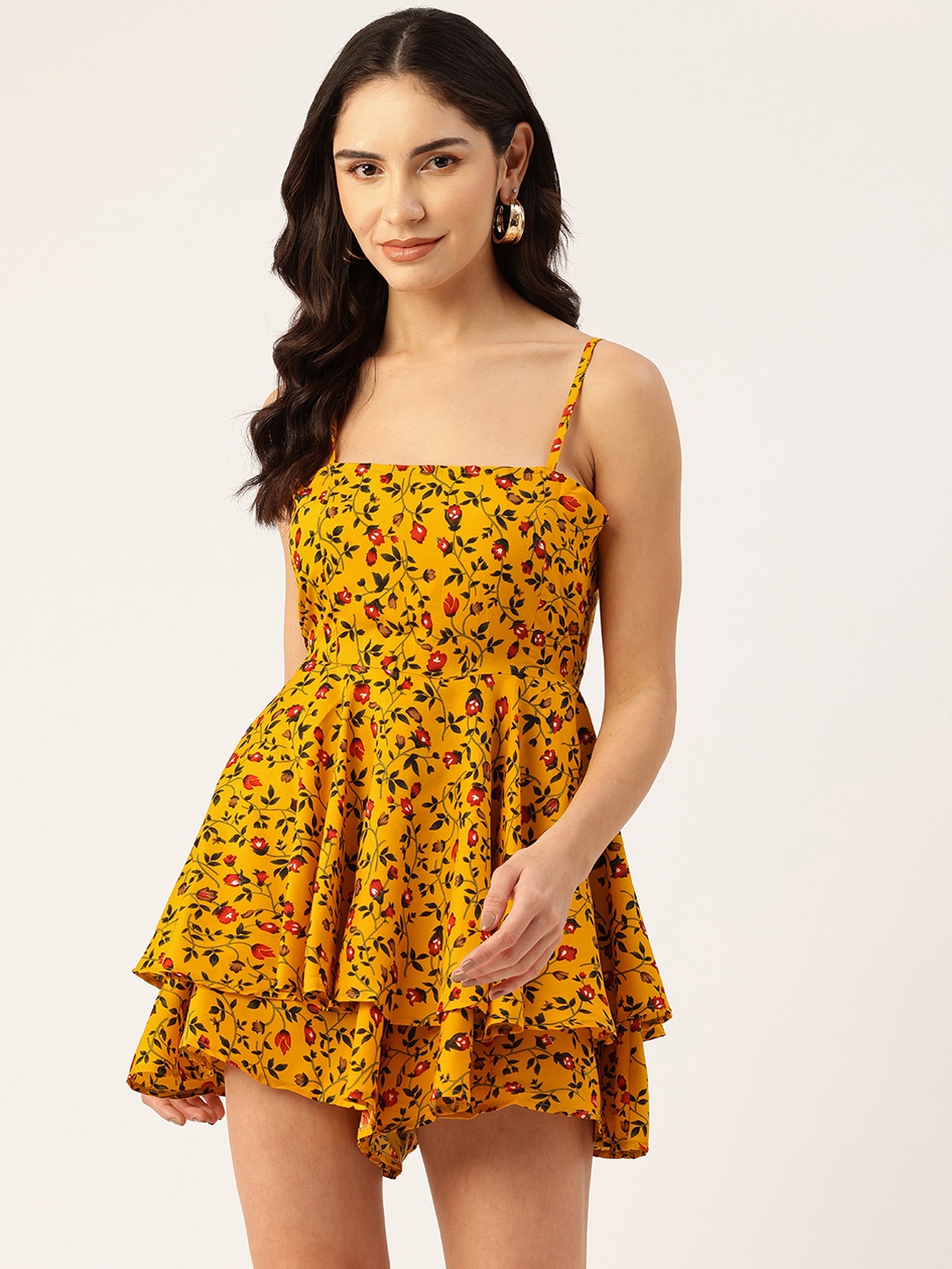 

Sleek Italia Printed Layered Playsuit, Yellow