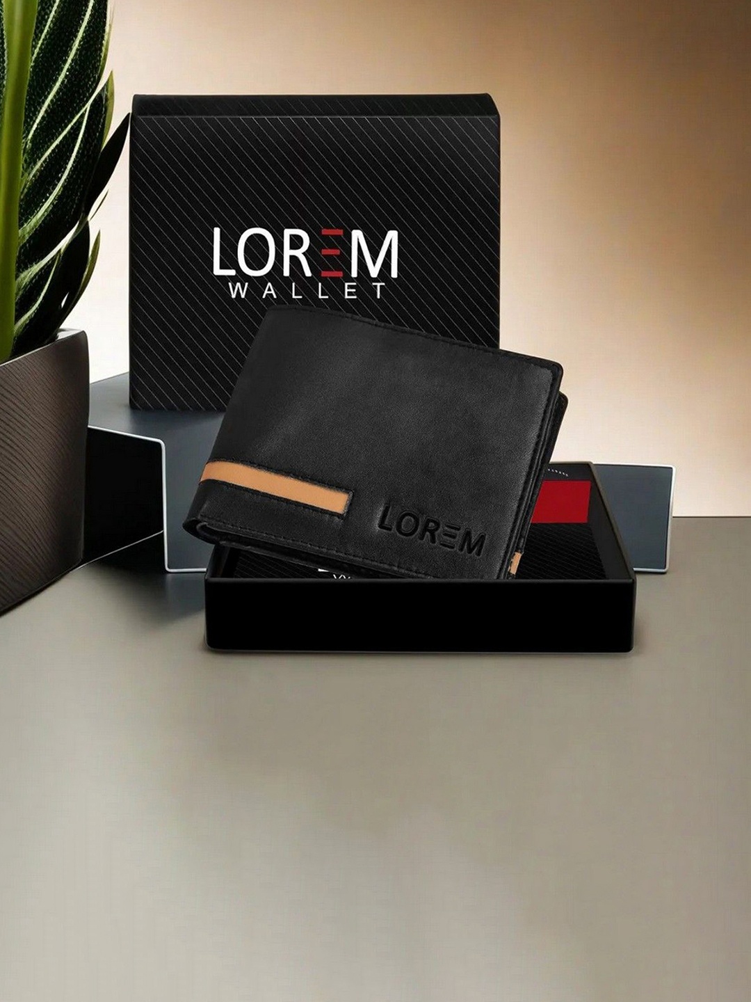 

LOREM Men Textured Two Fold Wallet With SIM Card Holder, Black