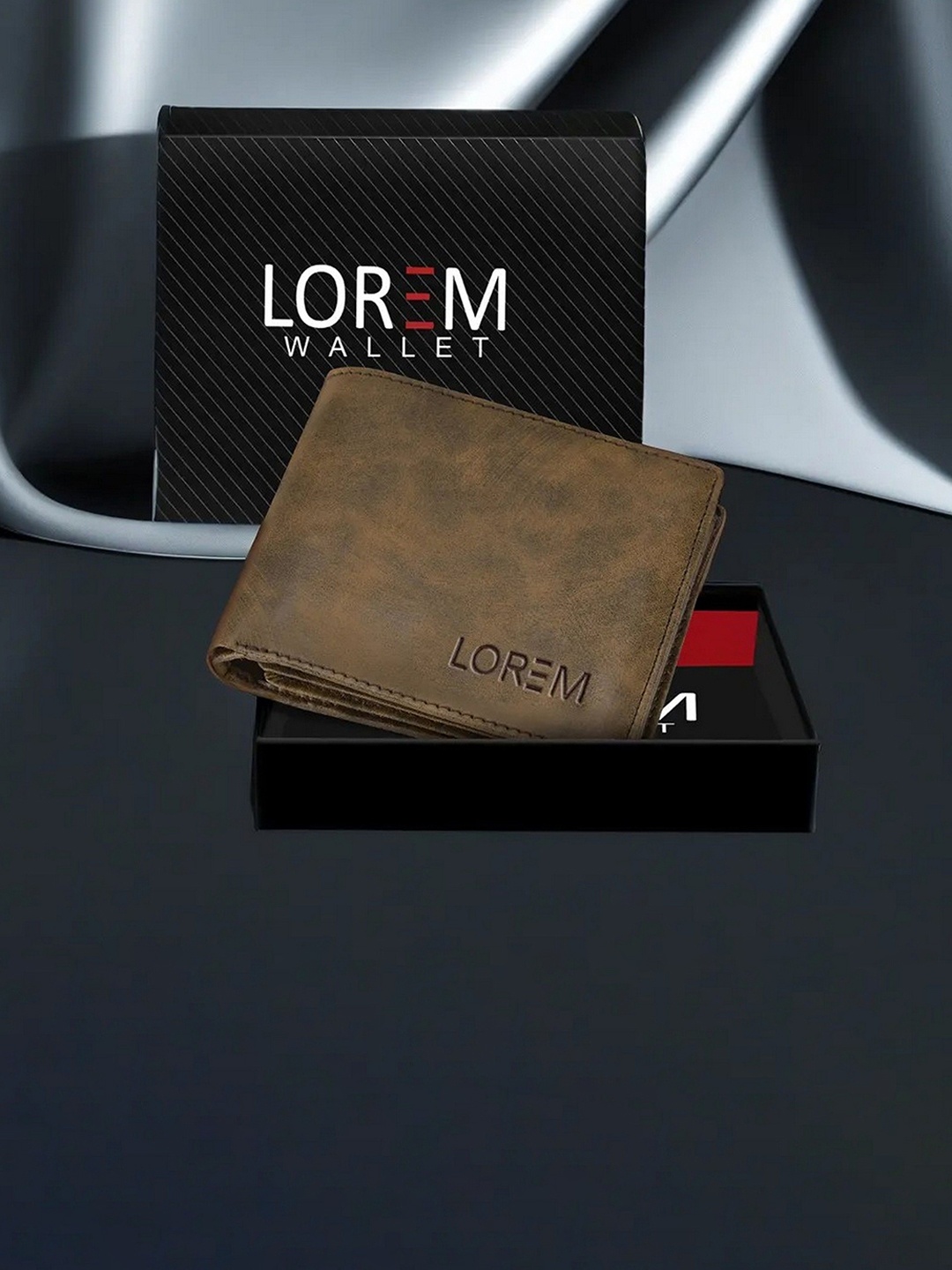 

LOREM Men Textured Multiple Card Slots Two Fold Wallet, Brown