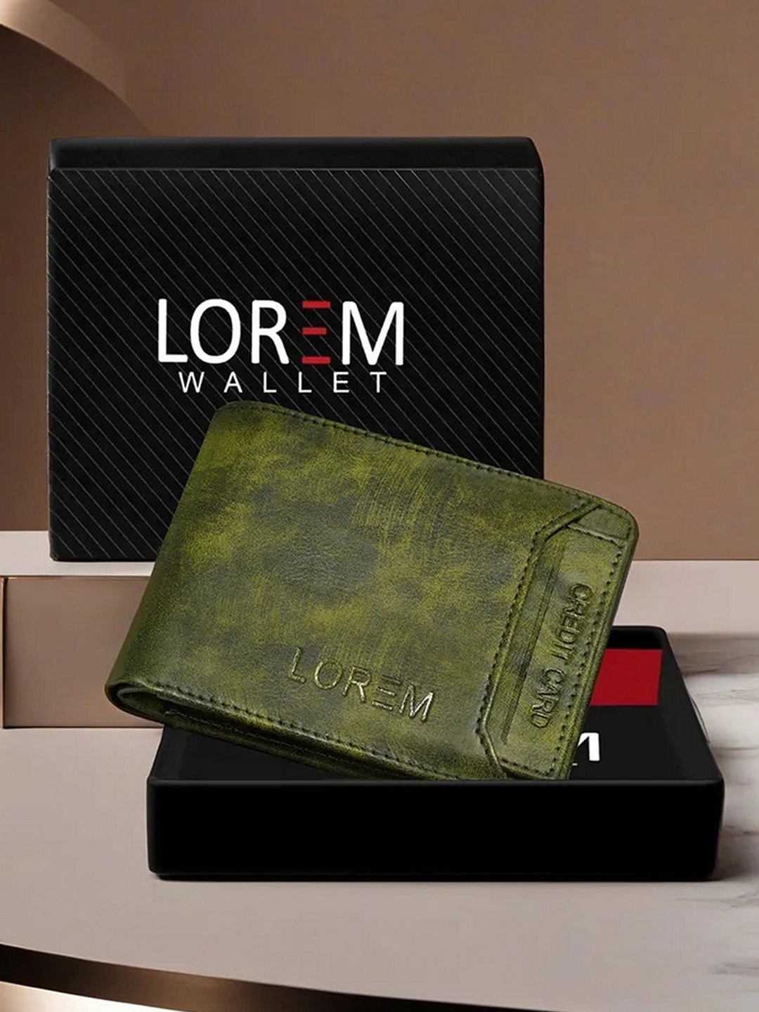 

LOREM Men Abstract Textured Card Holder Two Fold Wallet, Green