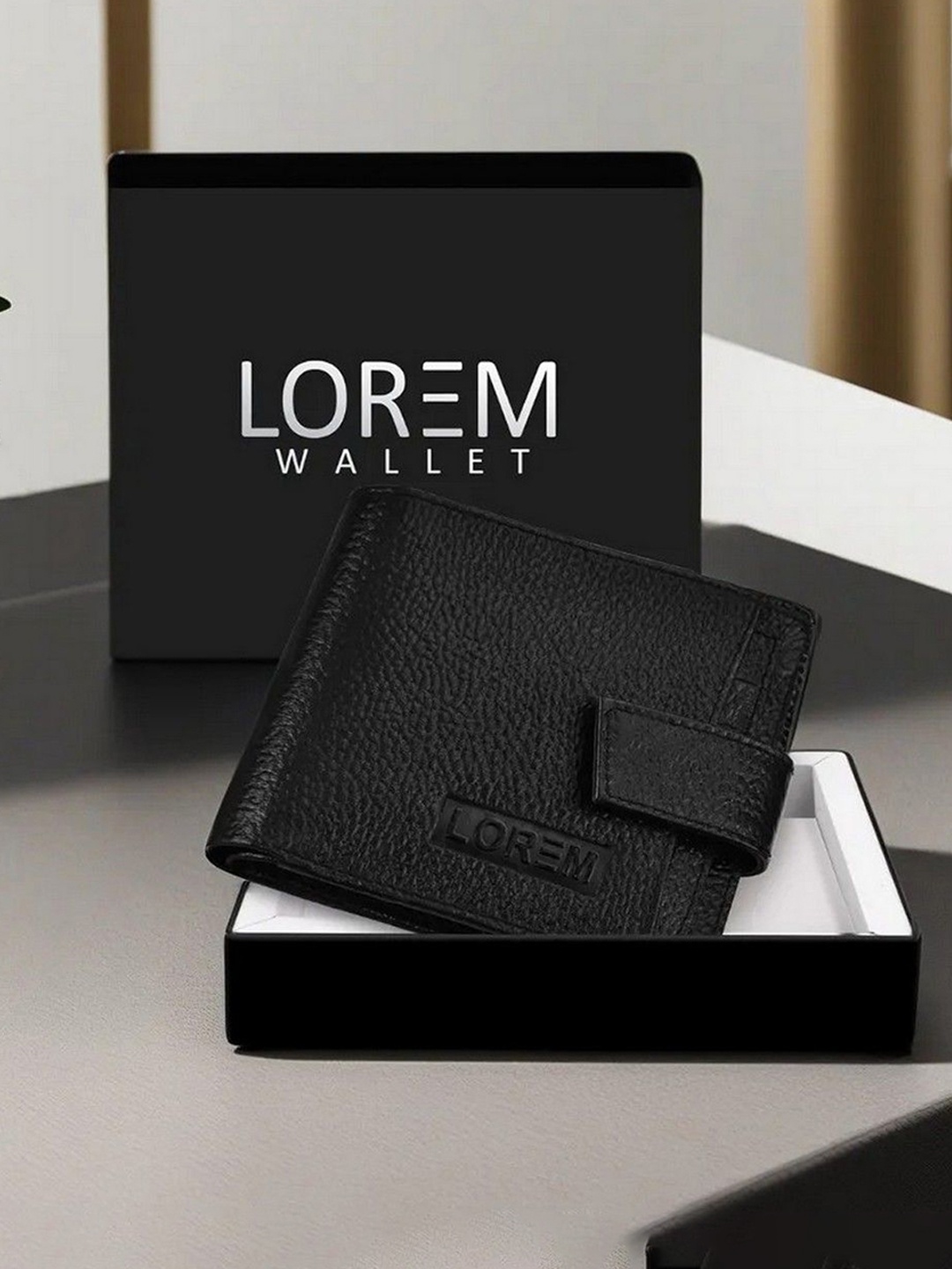 

LOREM Men Abstract Textured Two Fold Wallet with SIM Card Holder, Black