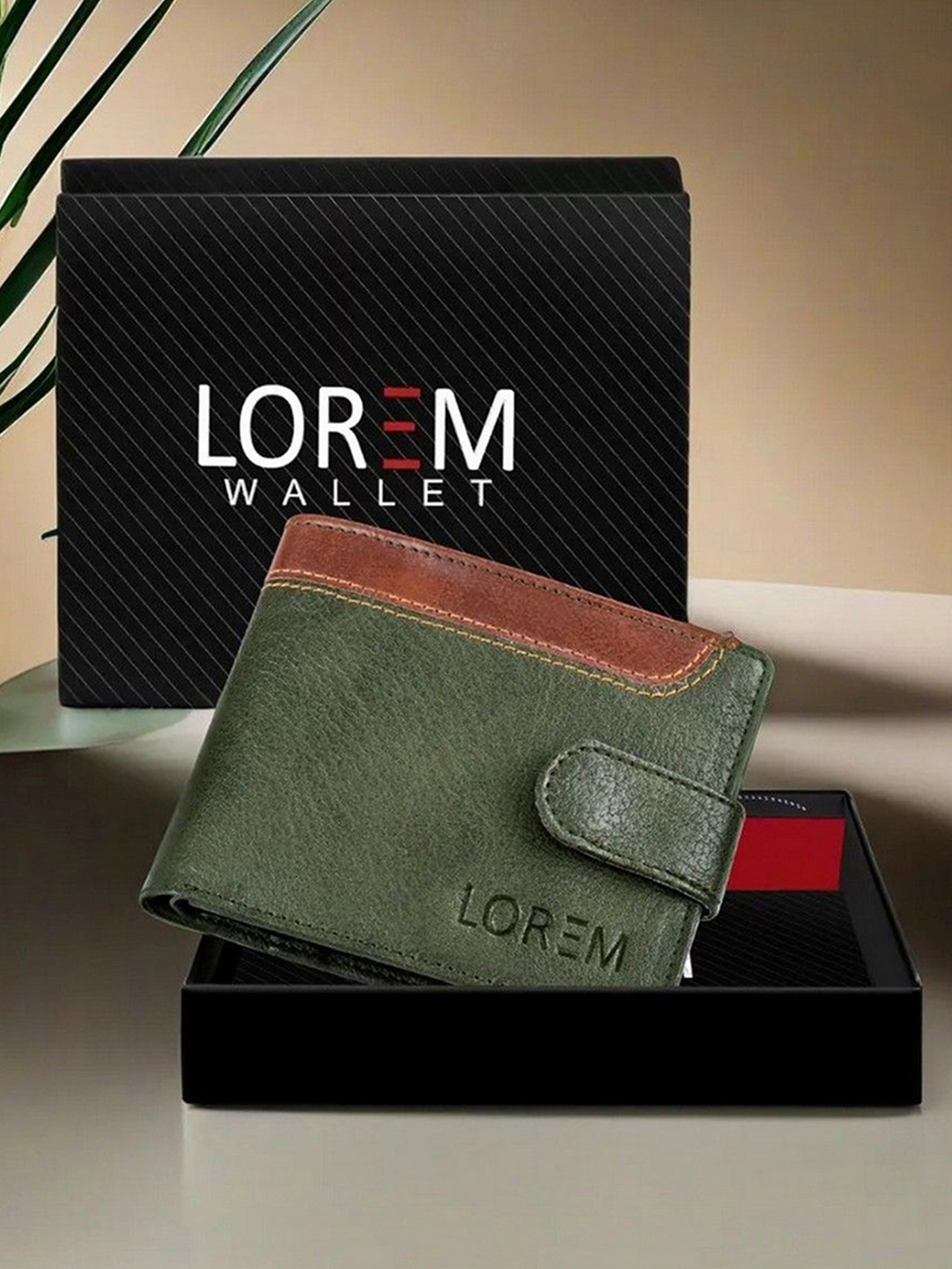 

LOREM Men Textured Two Fold Wallet, Green