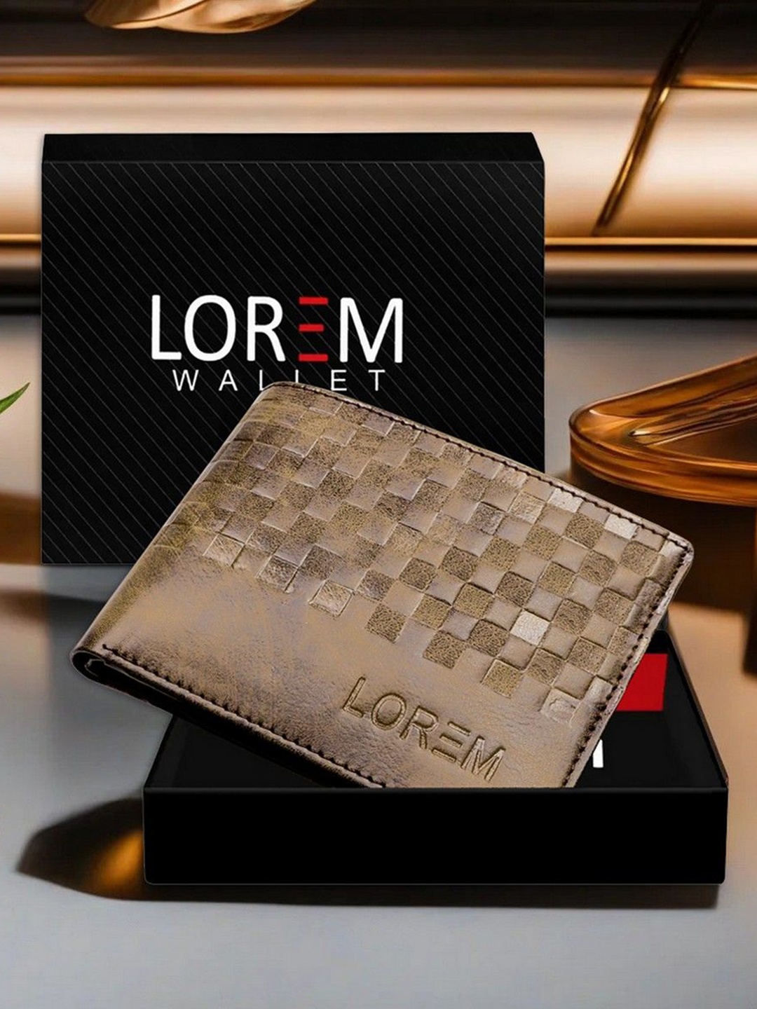 

LOREM Men Textured Two Fold Wallet with SIM Card Holder, Brown