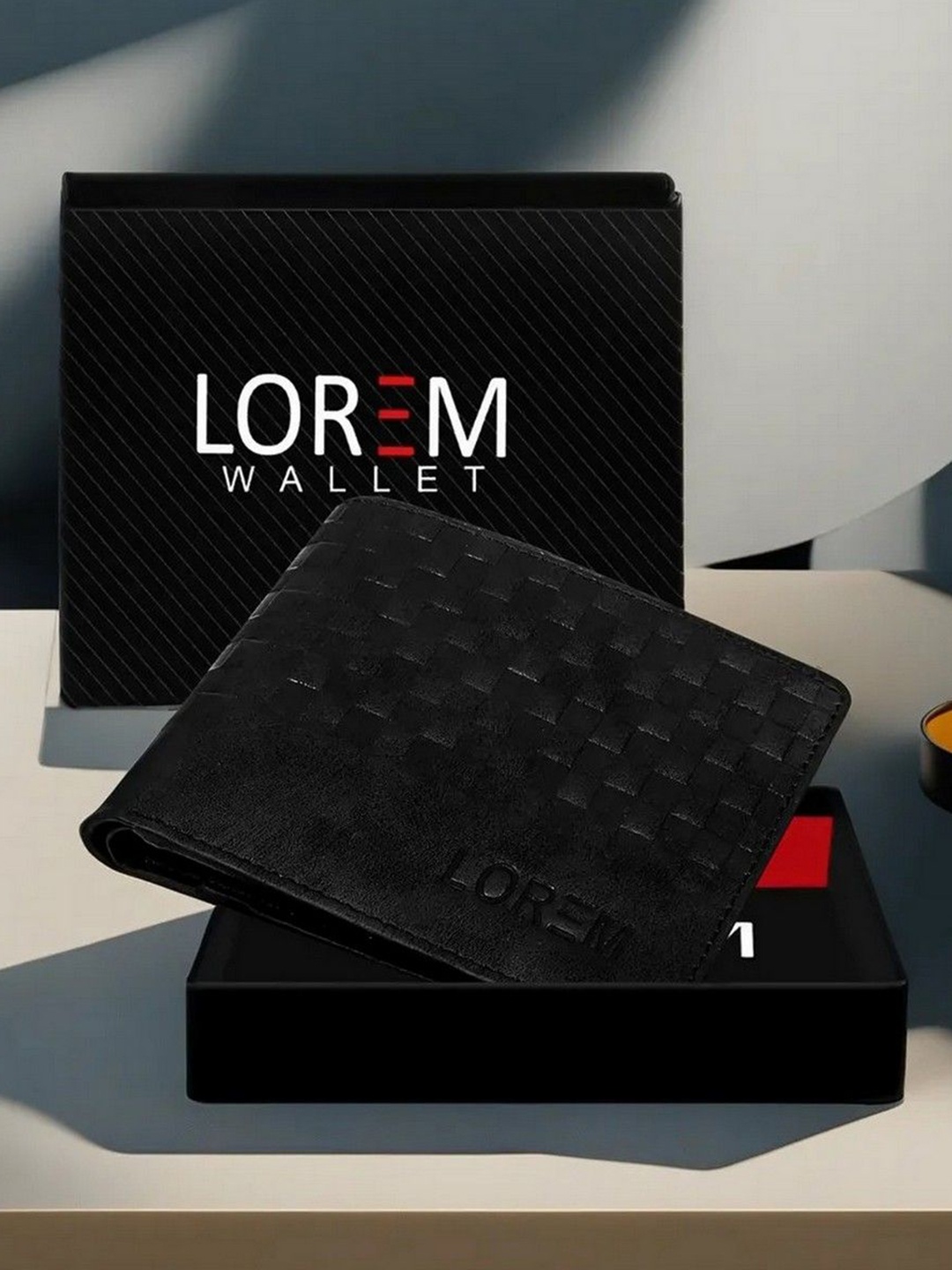 

LOREM Men Textured Two Fold Wallet with SIM Card Holder, Black