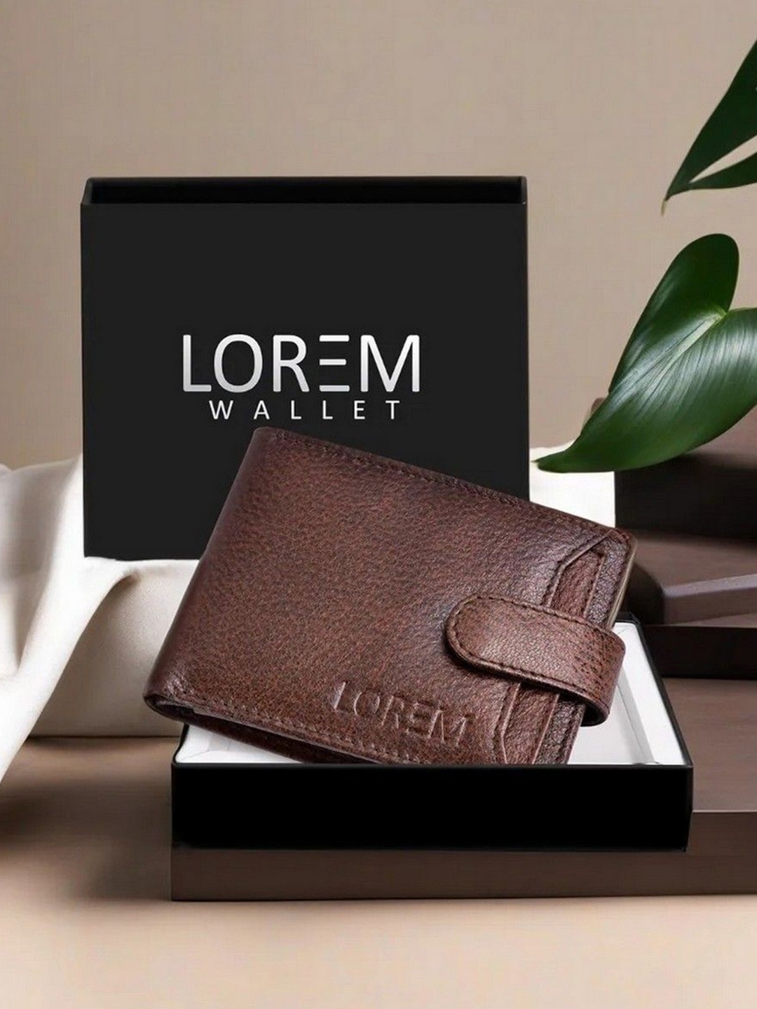 

LOREM Men Textured Two Fold Wallet With SIM Card Holder, Brown