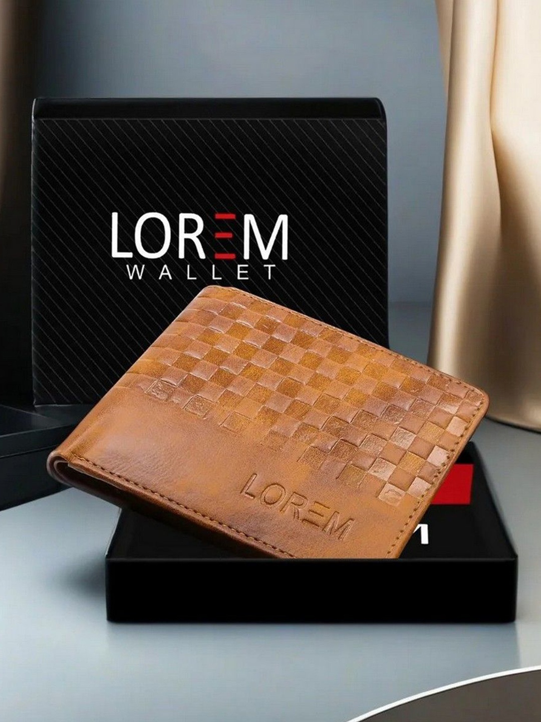 

LOREM Men Textured Two Fold Wallet with SIM Card Holder, Brown