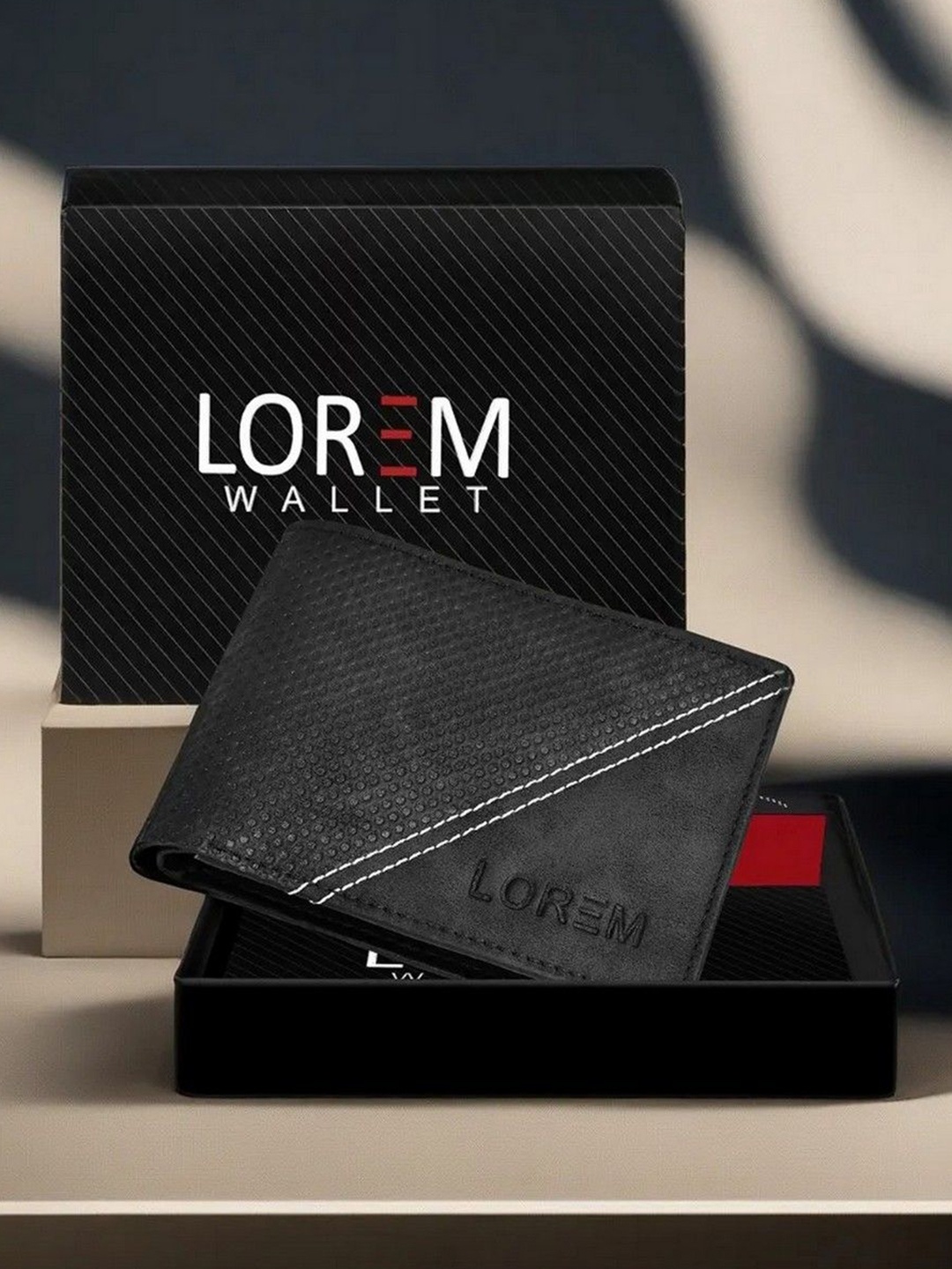 

LOREM Men Leather 4 ATM Card Slots Wallet, Black