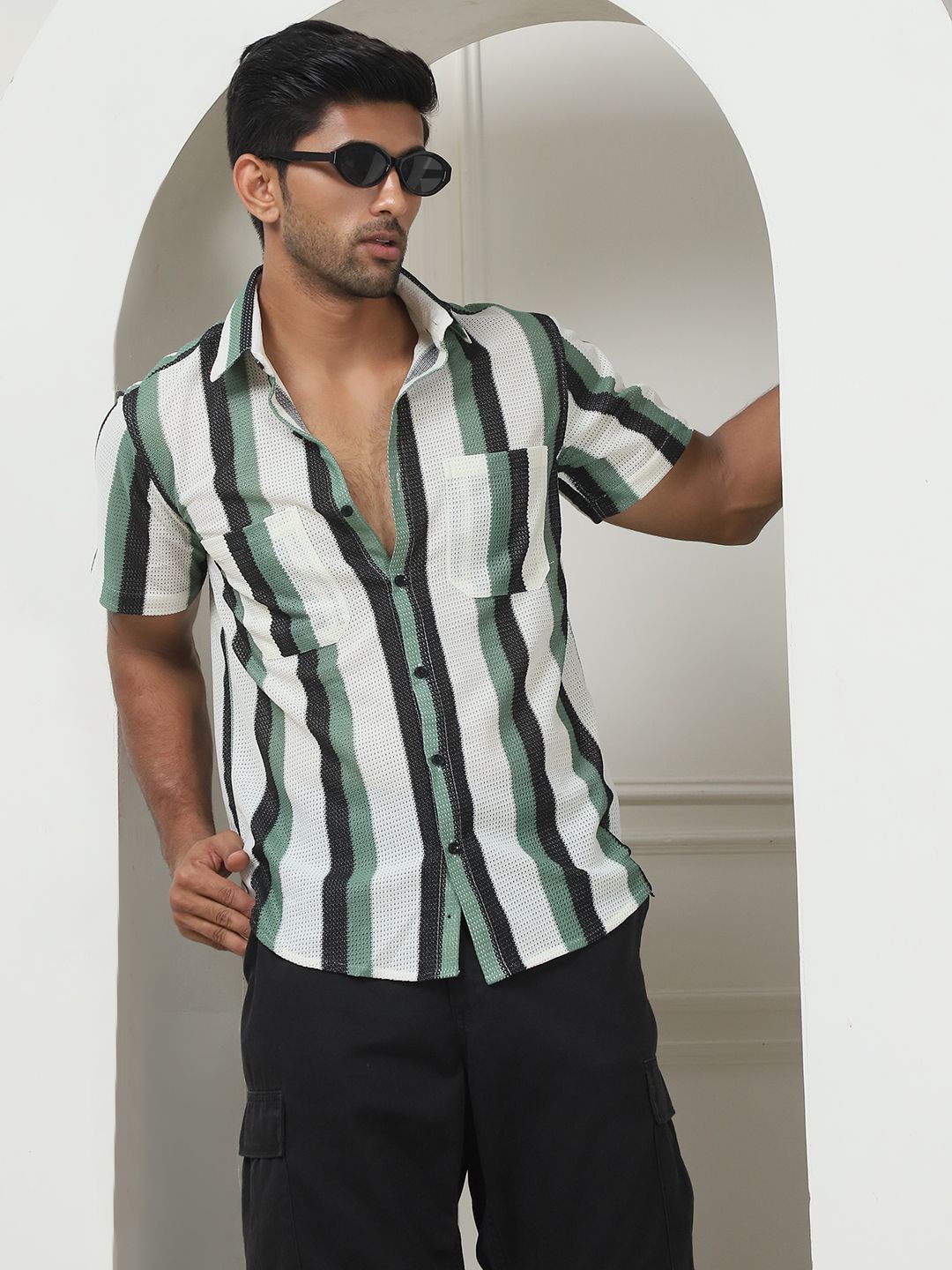 

Indian Needle Men Classic Tartan Checks Wrinkle Free Casual Shirt, Green