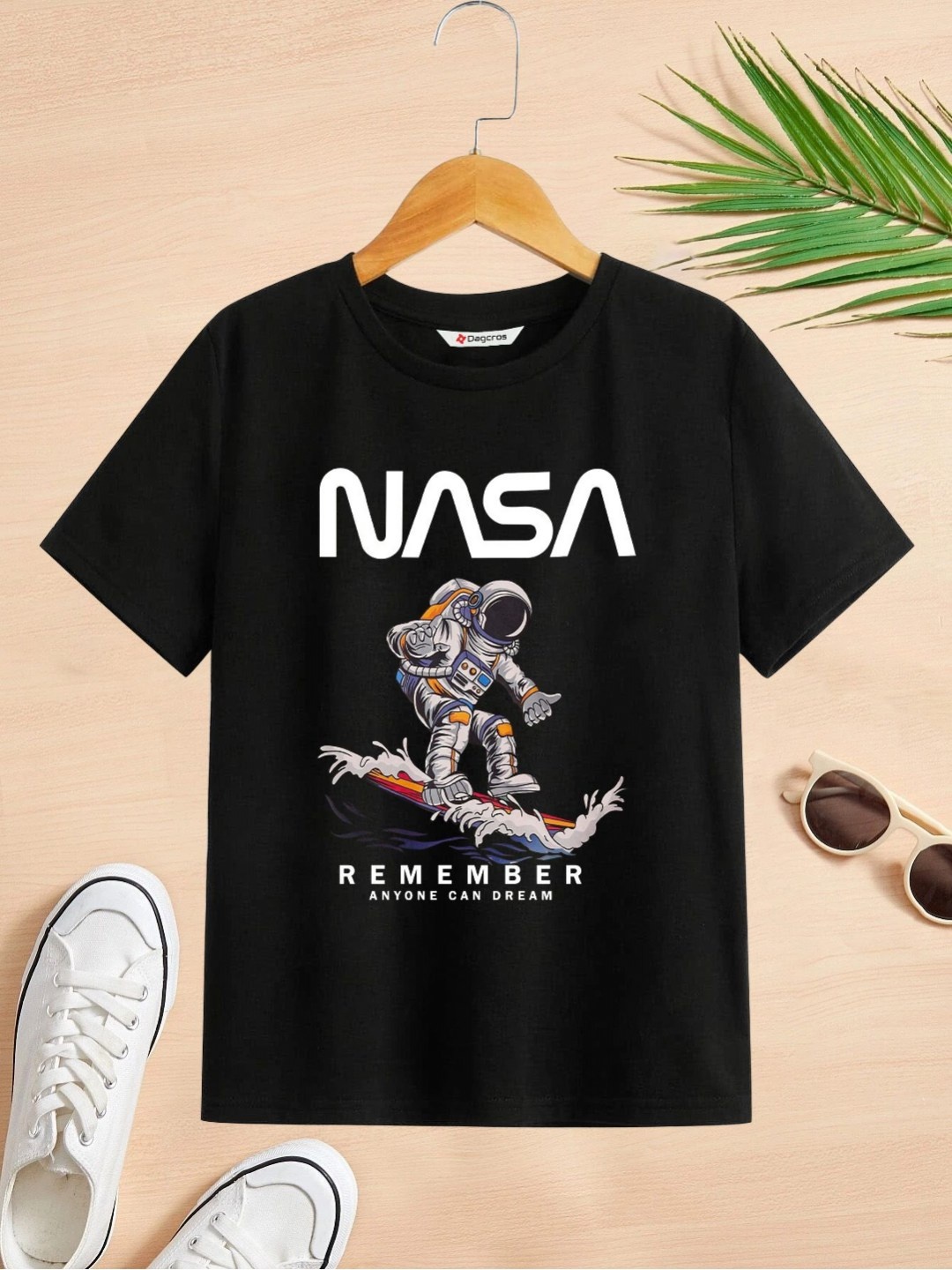 

BAESD Boys Typography Printed Round Neck T-shirt, Black