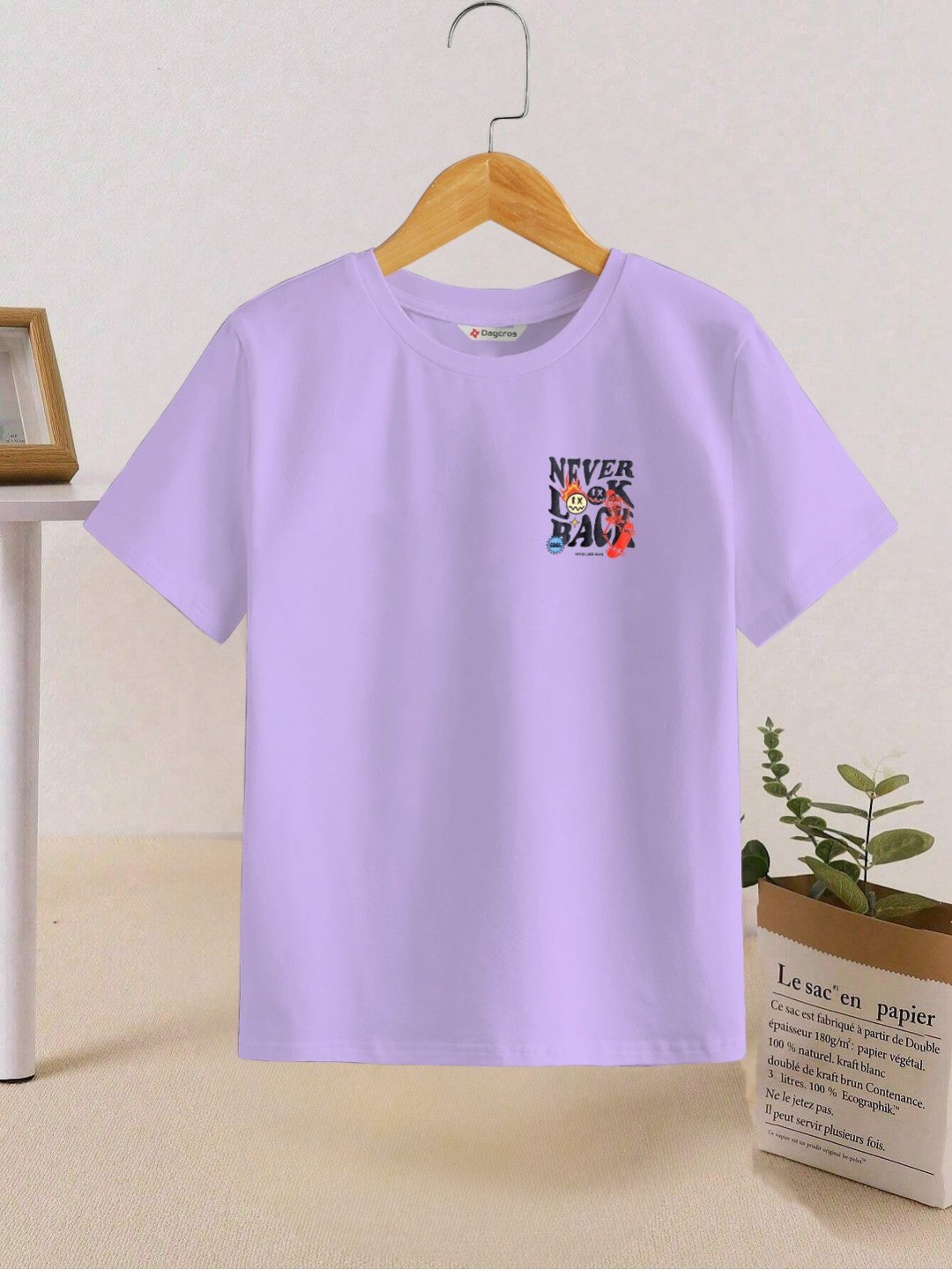 

BAESD Boys Typography Printed Round Neck T-shirt, Lavender