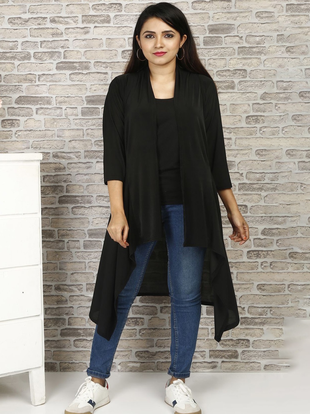 

BUY NEW TREND Open Front Longline Shrug, Black