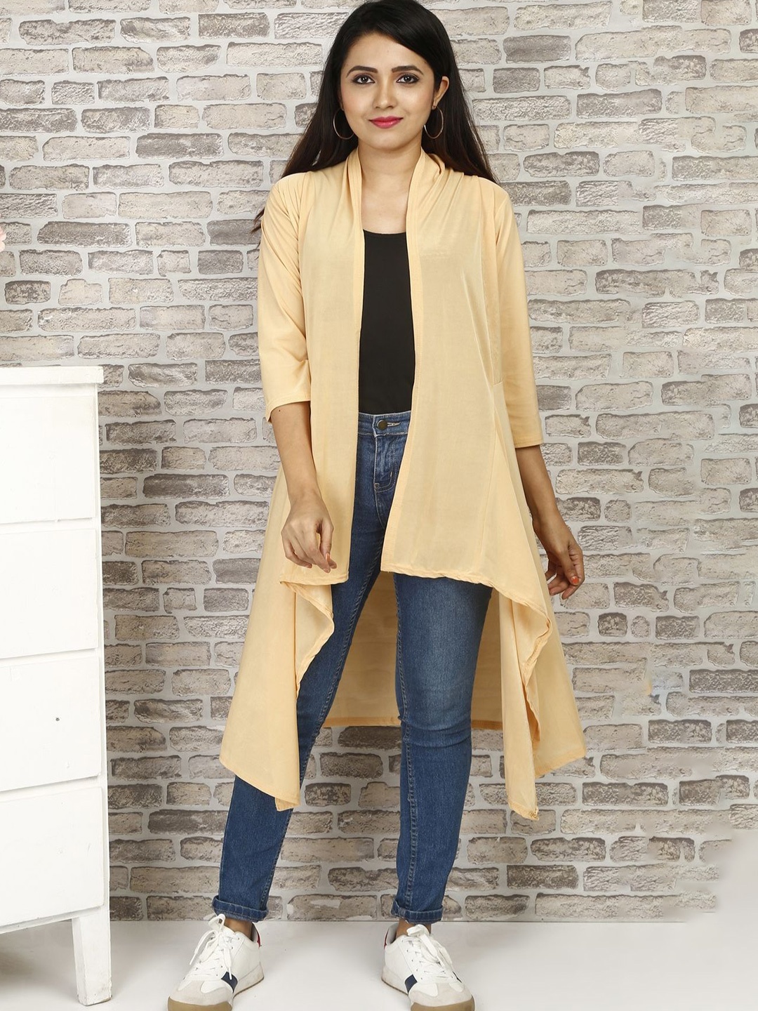 

BUY NEW TREND Open Front Longline Shrug, Beige