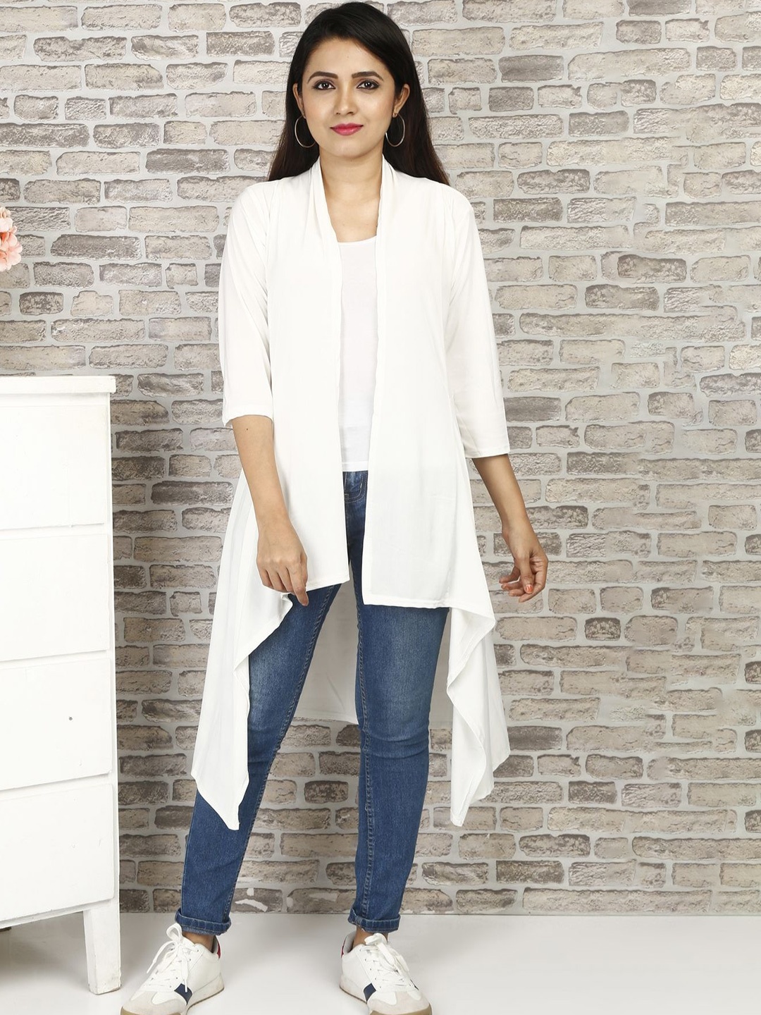 

BUY NEW TREND Open Front Longline Shrug, White