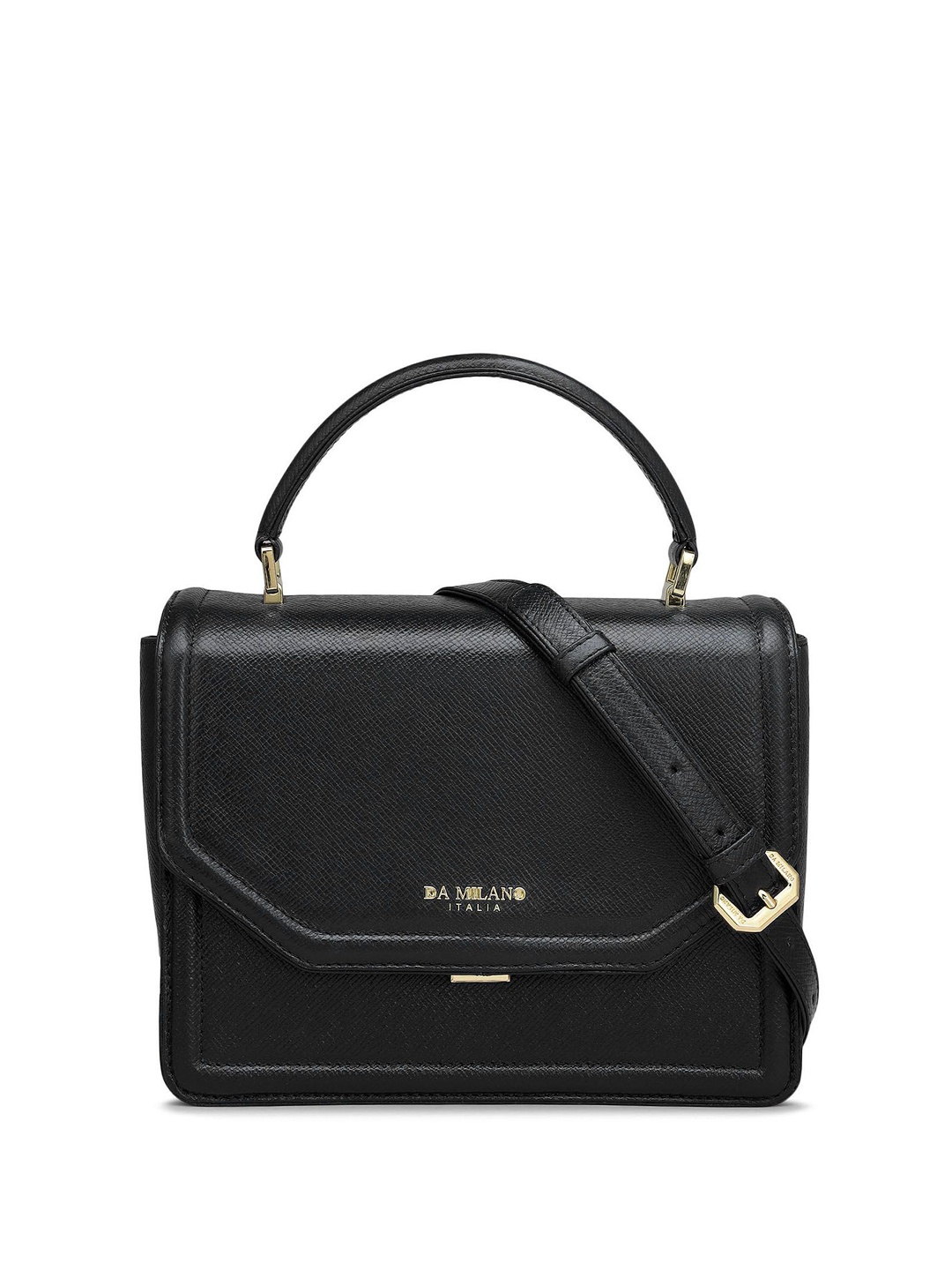 

Da Milano Women Solid Leather Structured Handheld Bag, Black