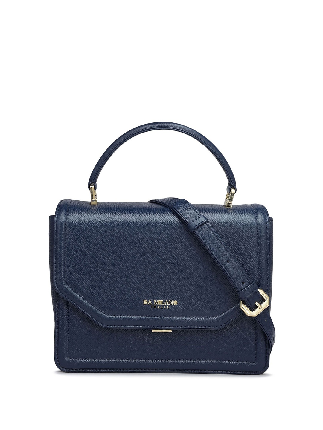 

Da Milano Women Solid Leather Structured Satchel, Blue