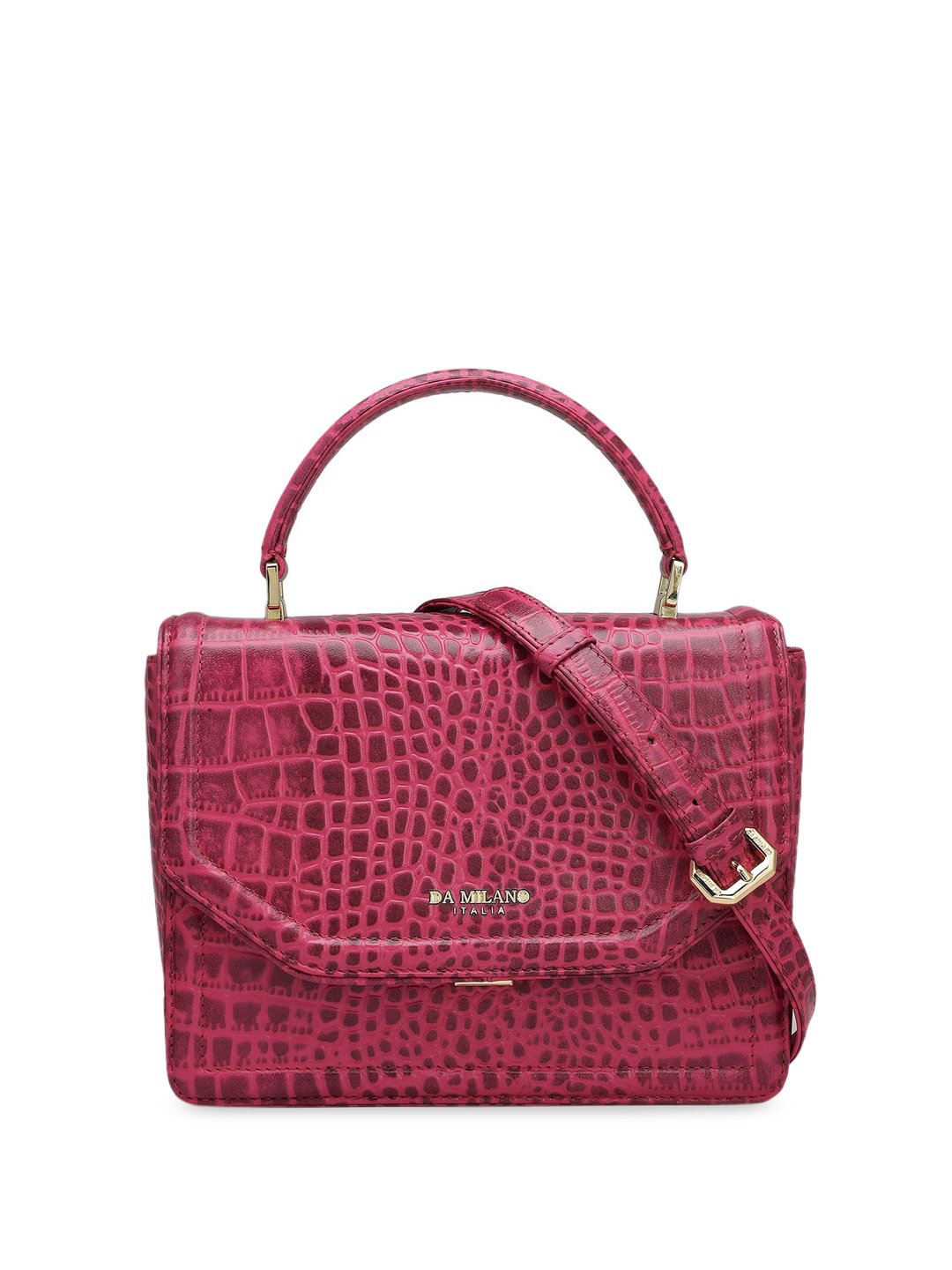 

Da Milano Animal Textured Leather Structured Handheld Bag, Magenta