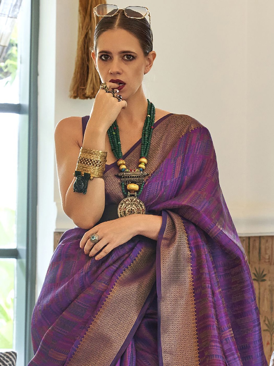 

Saree mall Zari Woven Design Banarasi Sarees, Purple