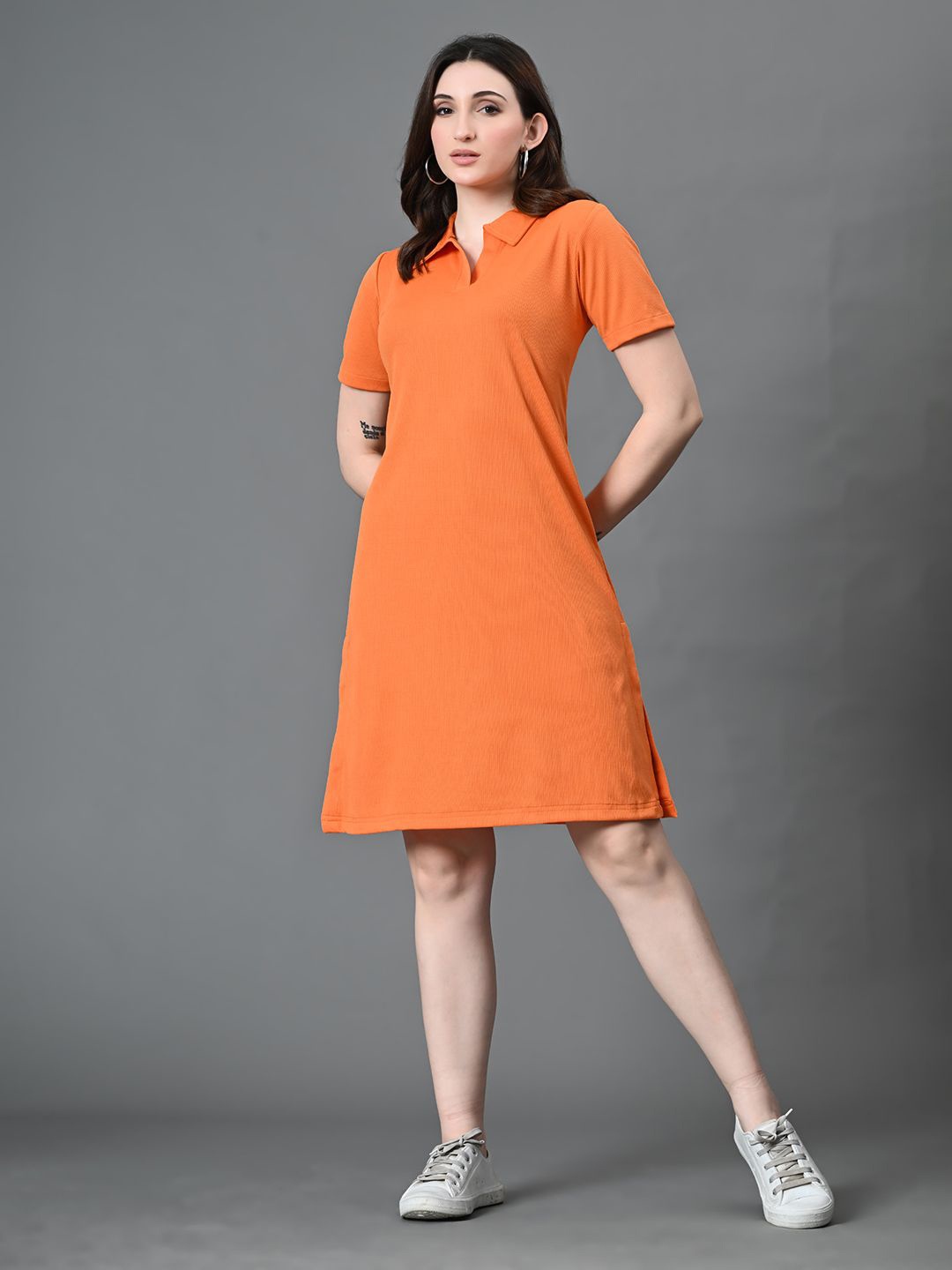 

The Roadster Lifestyle Co. Women Short Sleeves A-Line Dress, Orange