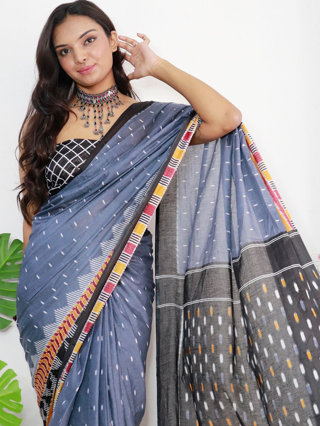 

Saree mall Woven Design Ikat Sarees, Grey