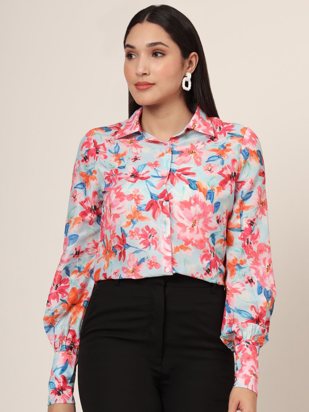 

AMSWAN Women Classic Floral Opaque Printed Casual Shirt, Multi