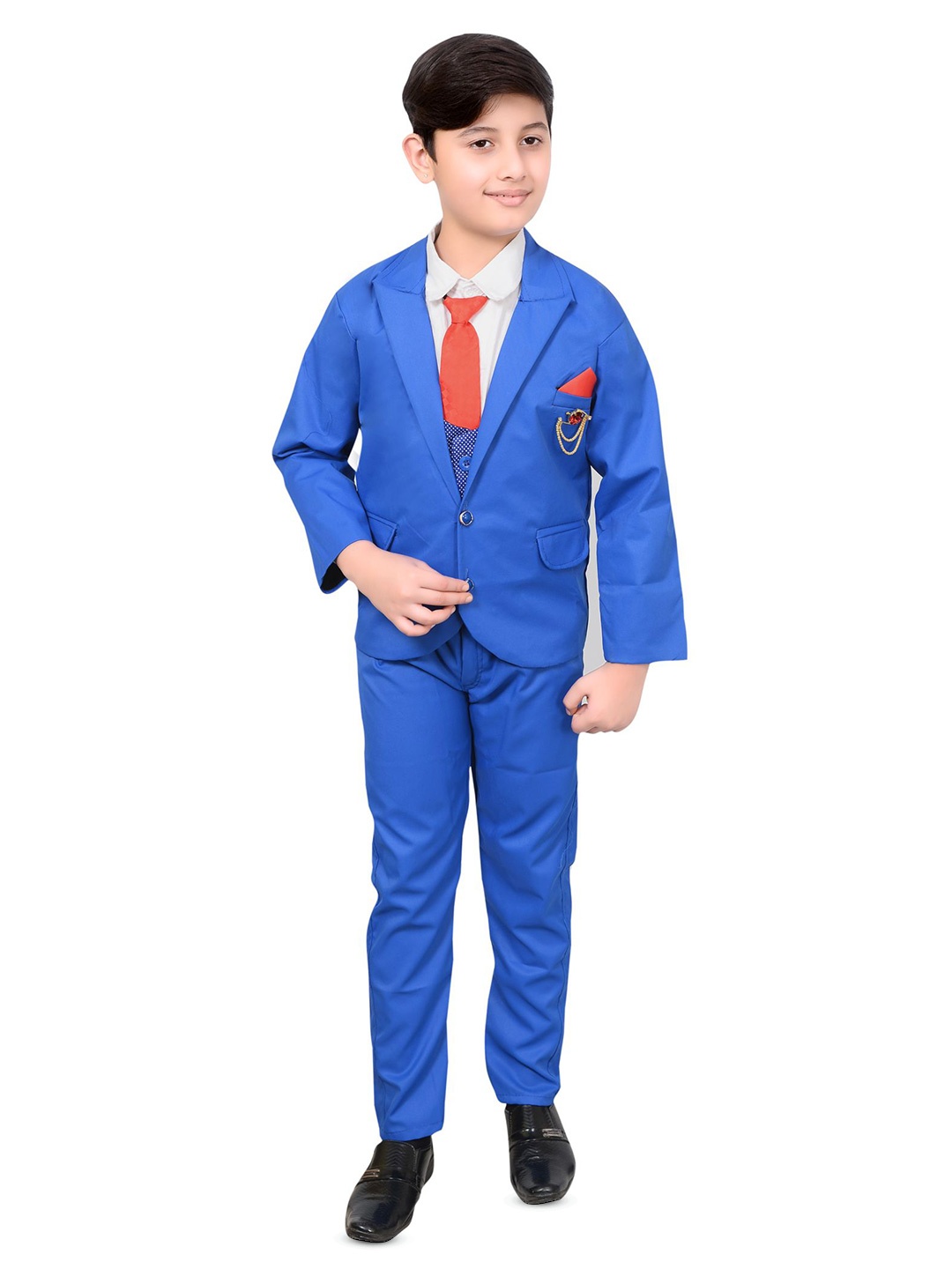 

BAESD Boys Peaked Lapel Single-Breasted 4 Piece Suit, Blue