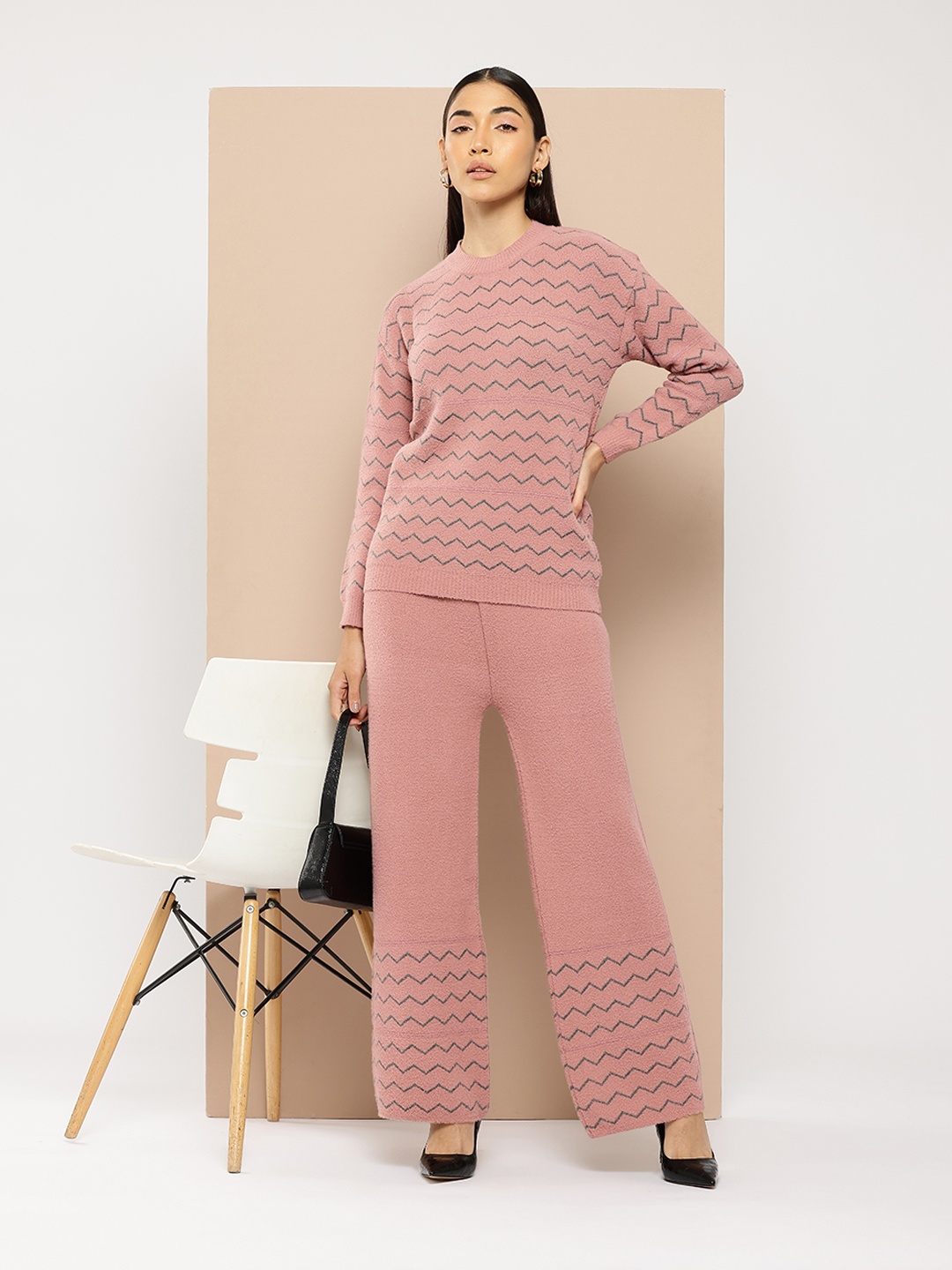 

Chemistry Geometric Self Design Co-Ords, Pink