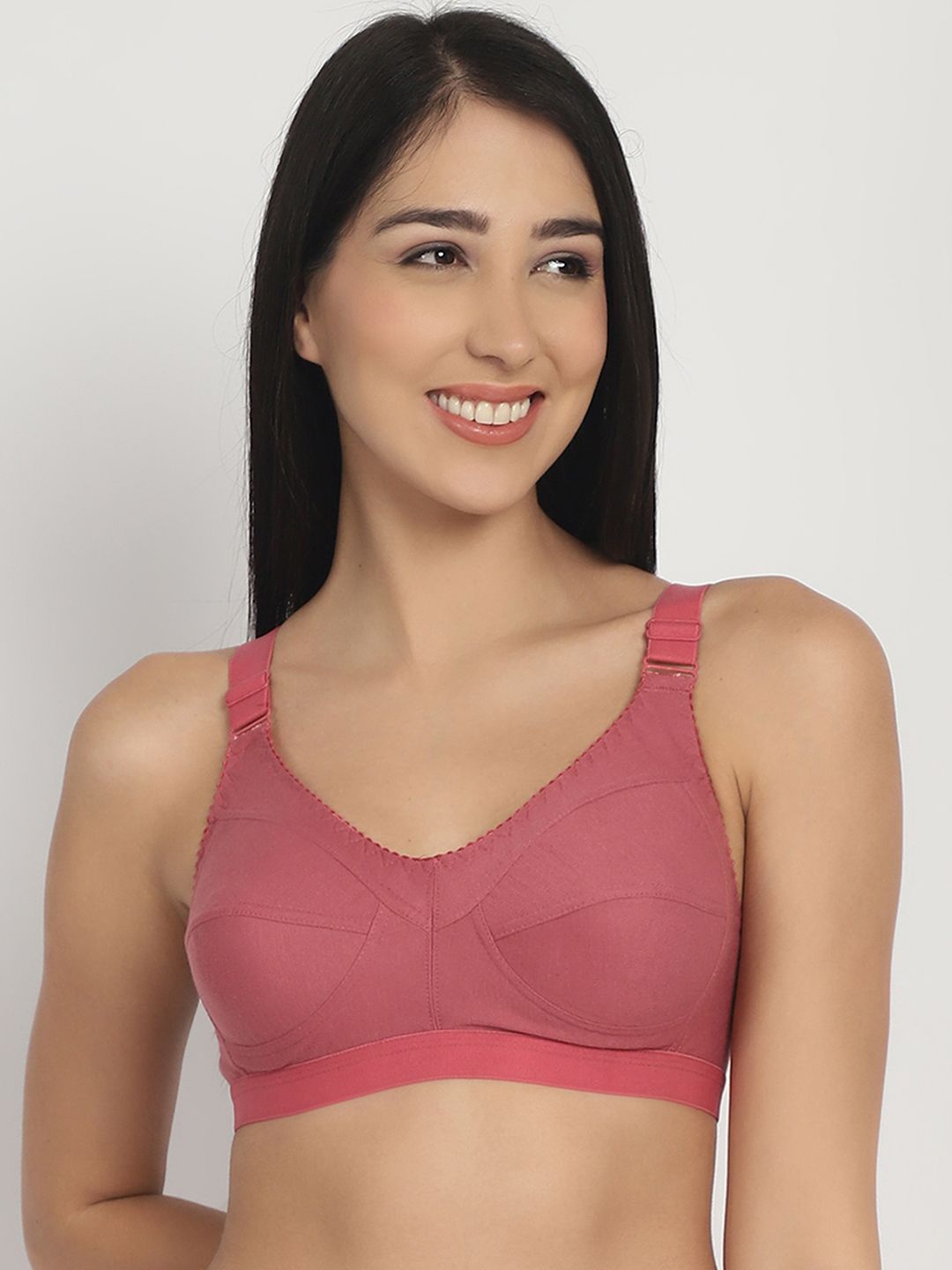 

R Cube Wpmen Solid Non-Padded Non-Wired Everyday Bra, Coral