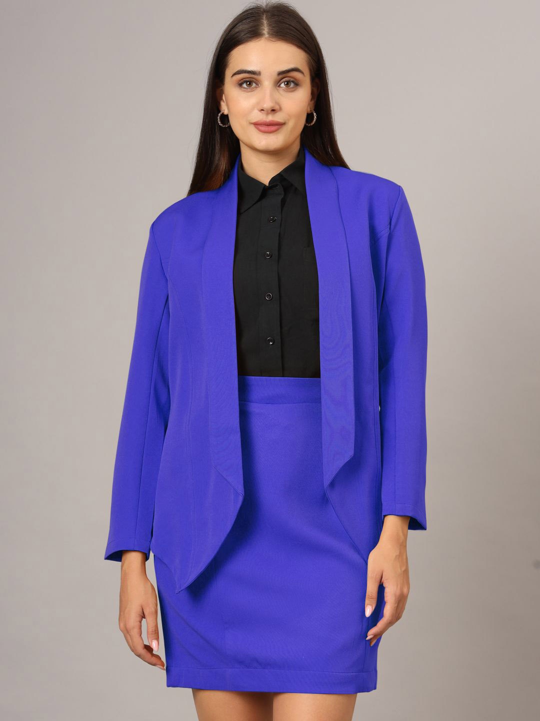 

BRINNS Shawl Collar Blazer & Skirt Suit, Blue