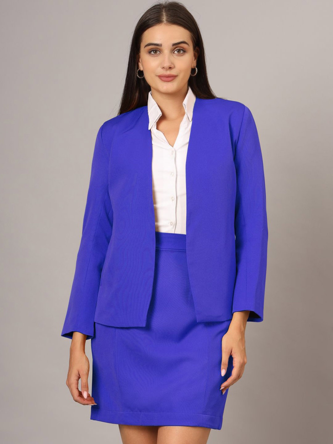 

BRINNS Open Front Blazer & Skirt Suit, Blue