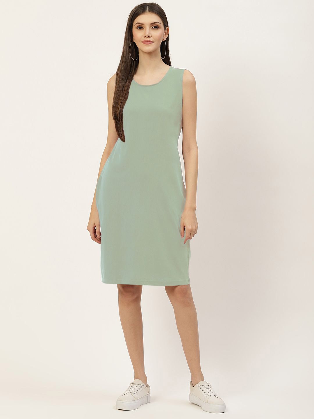 

BRINNS Sleeveless Cotton Sheath Dress, Green