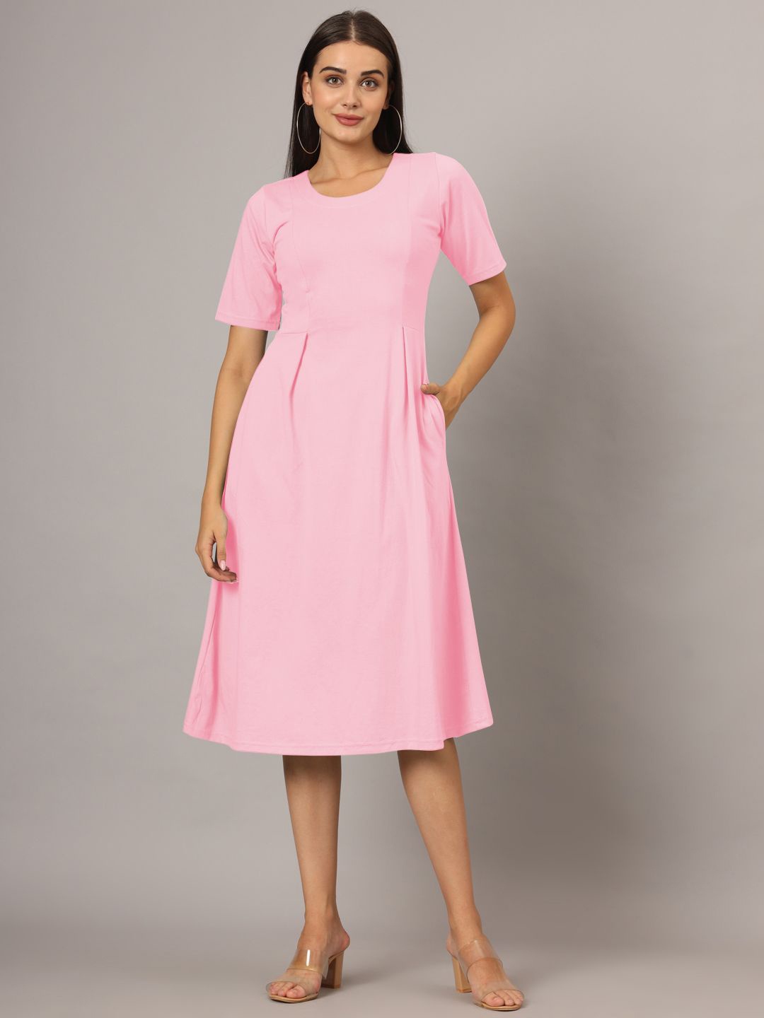 

BRINNS Pure Cotton Fit & Flare Dress, Pink