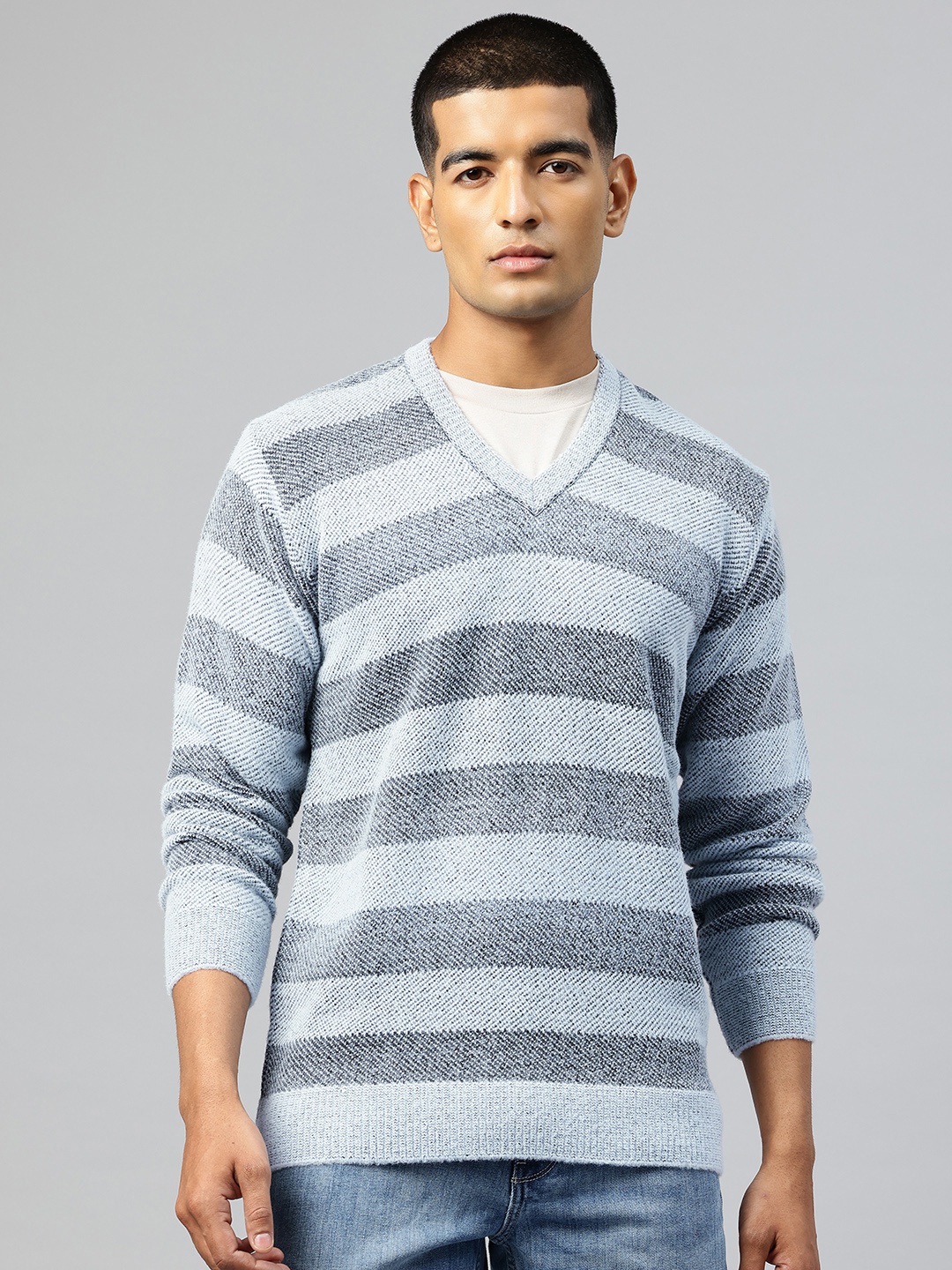 

Pierre Carlo Men Striped Pullover, Blue