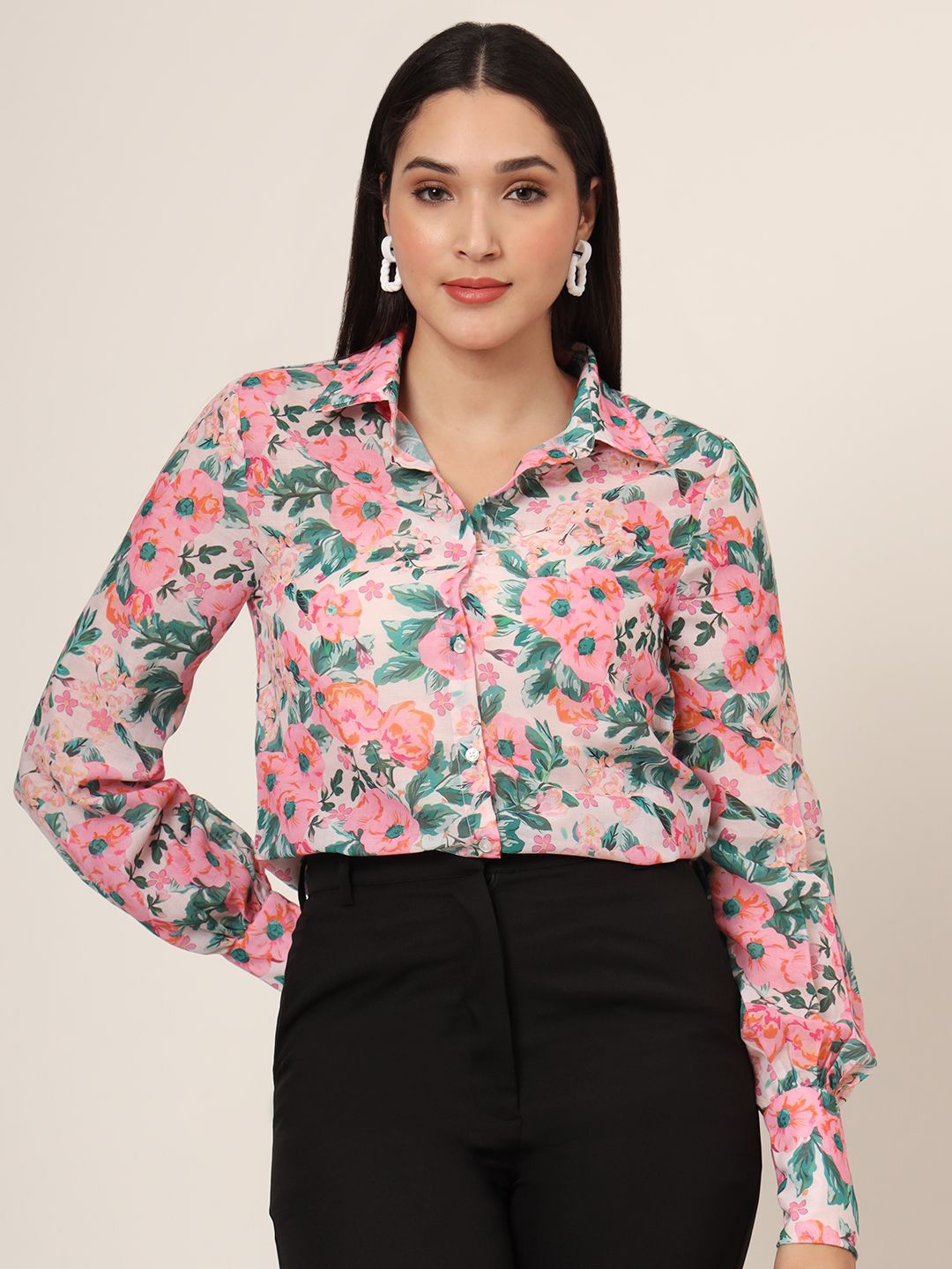 

AMSWAN Women Classic Floral Opaque Printed Casual Shirt, Multi