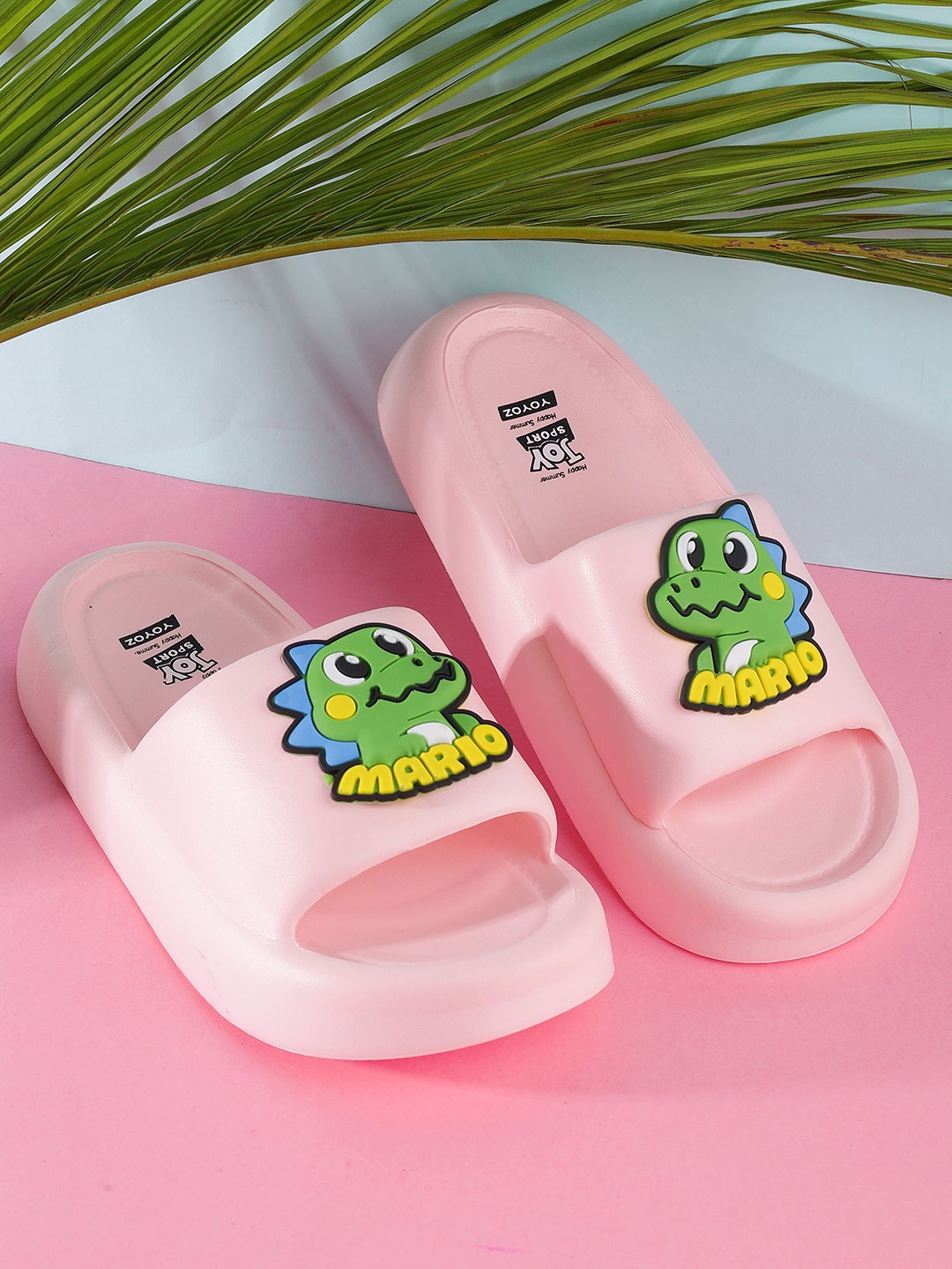 

PASSION PETALS Girls Baby Dino Embossed Slider, Pink