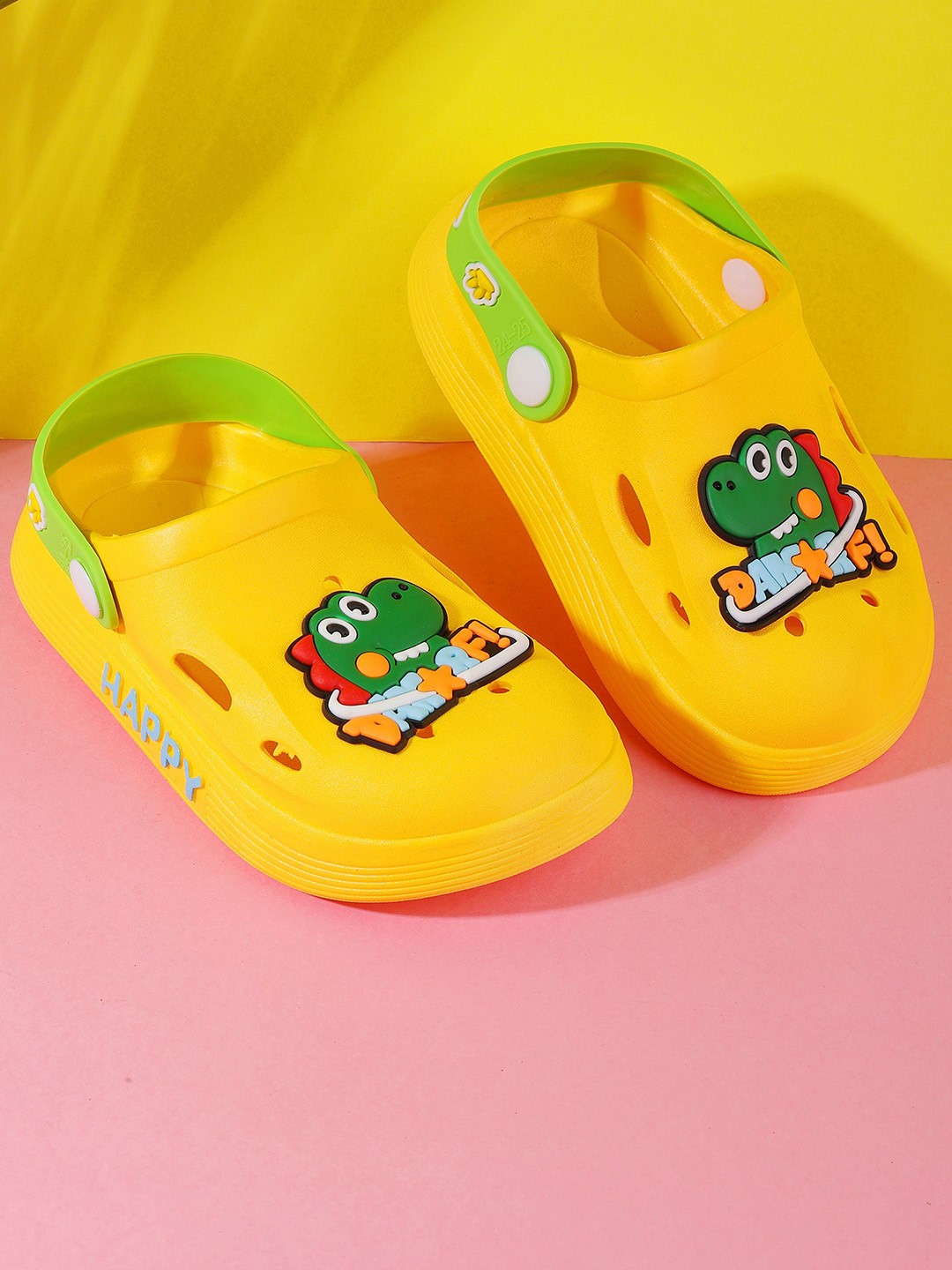 

PASSION PETALS Unisex Kids Printed Casual Round Toe Velcro Slip-On Sneakers, Yellow