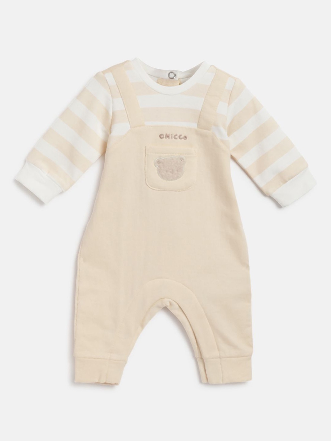 

Chicco Unisex Kids Striped Leg Opening Sleepsuit, Beige