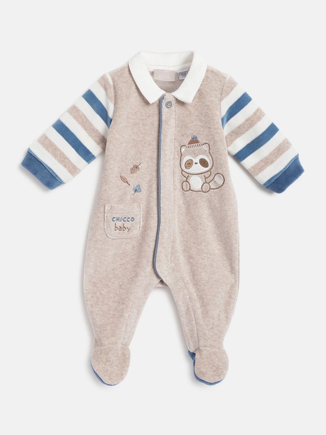 

Chicco Boys Applique Front Opening Embroidered Sleepsuit, Brown