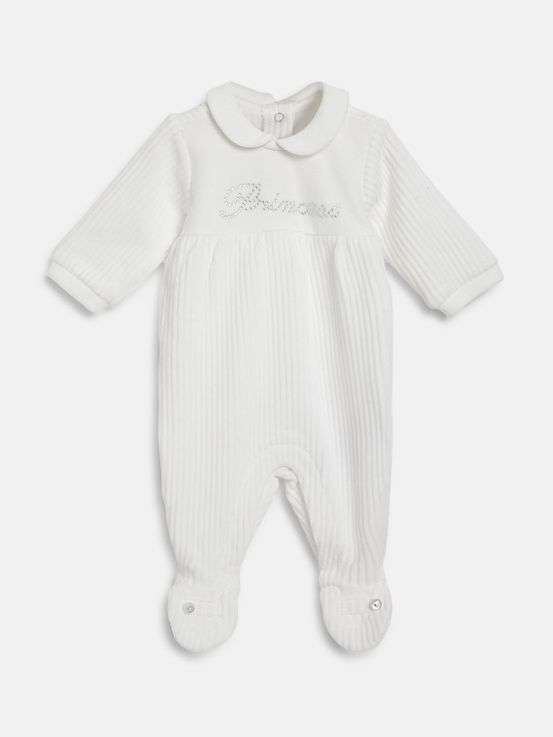 

Chicco Girls Solid Leg Opening Sleepsuit, White