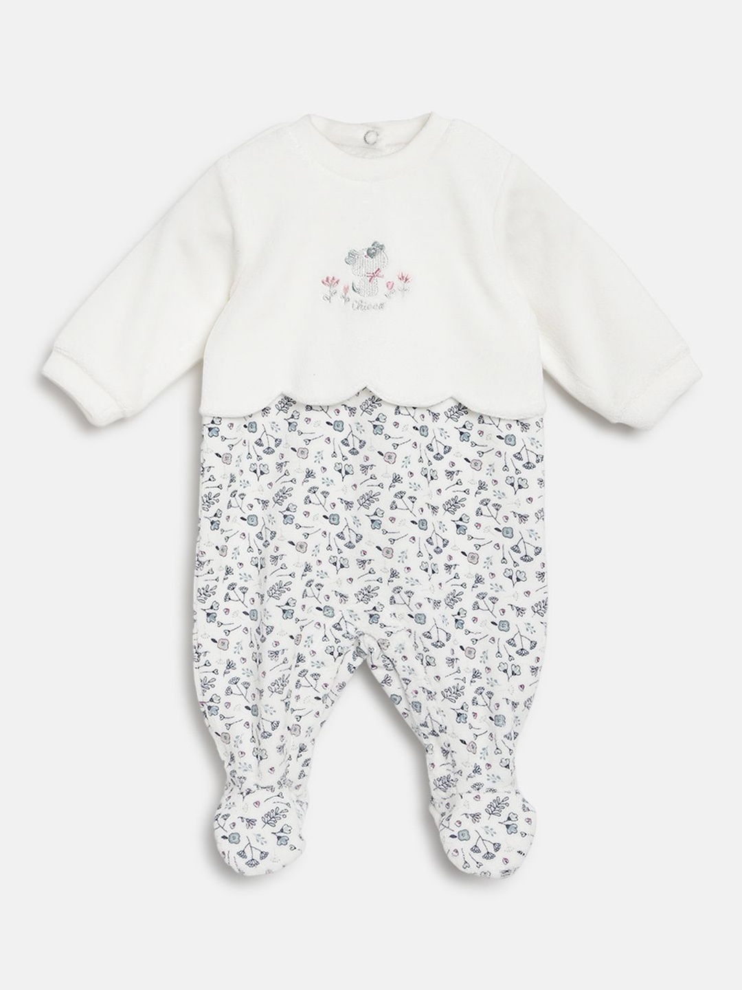 

Chicco Girls Printed cotton Sleepsuit, White