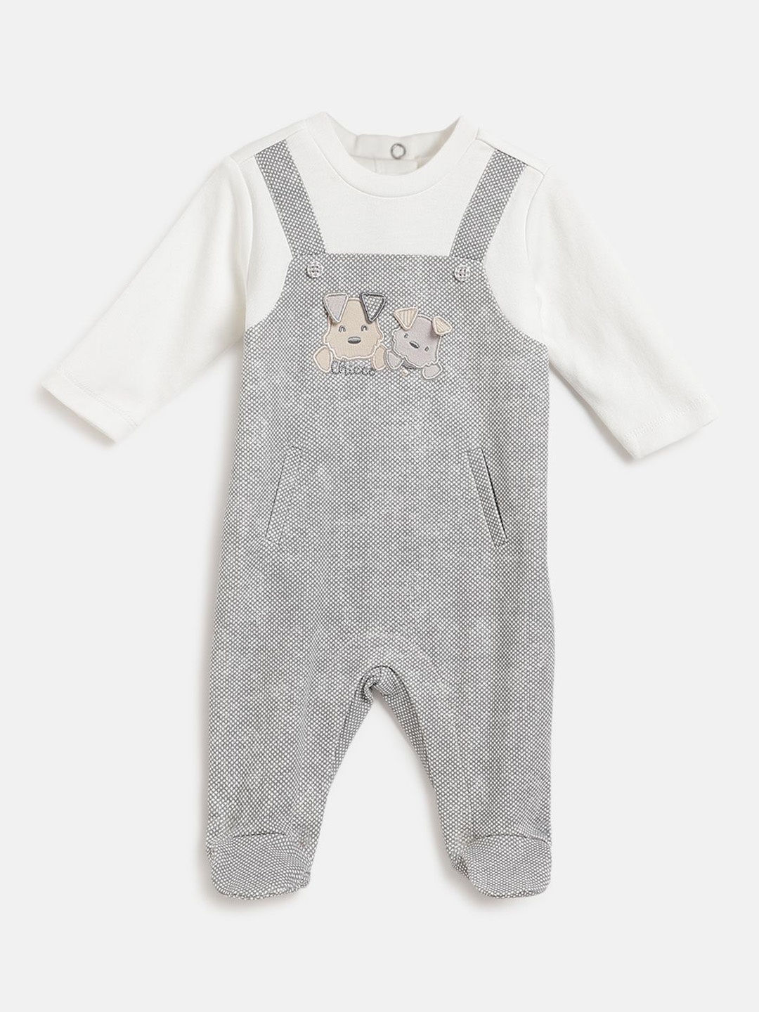 

Chicco Boys Embellished Leg Opening Sleepsuit, White