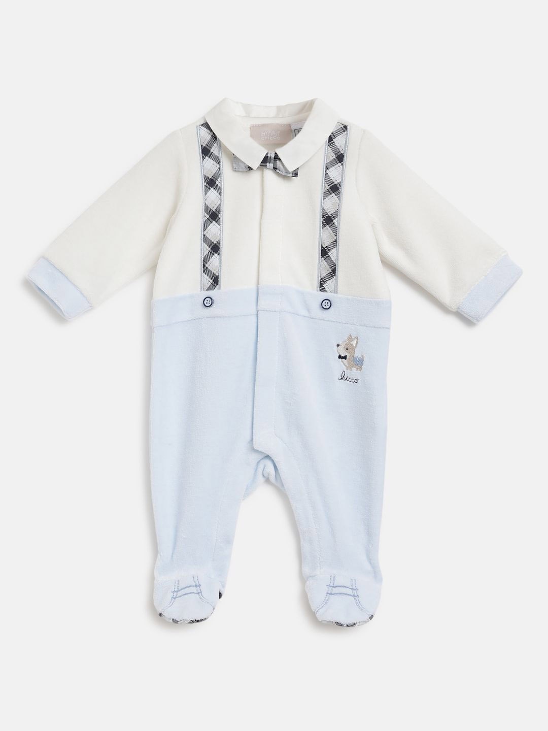 

Chicco Boys Embroidered Cotton Sleepsuit, White